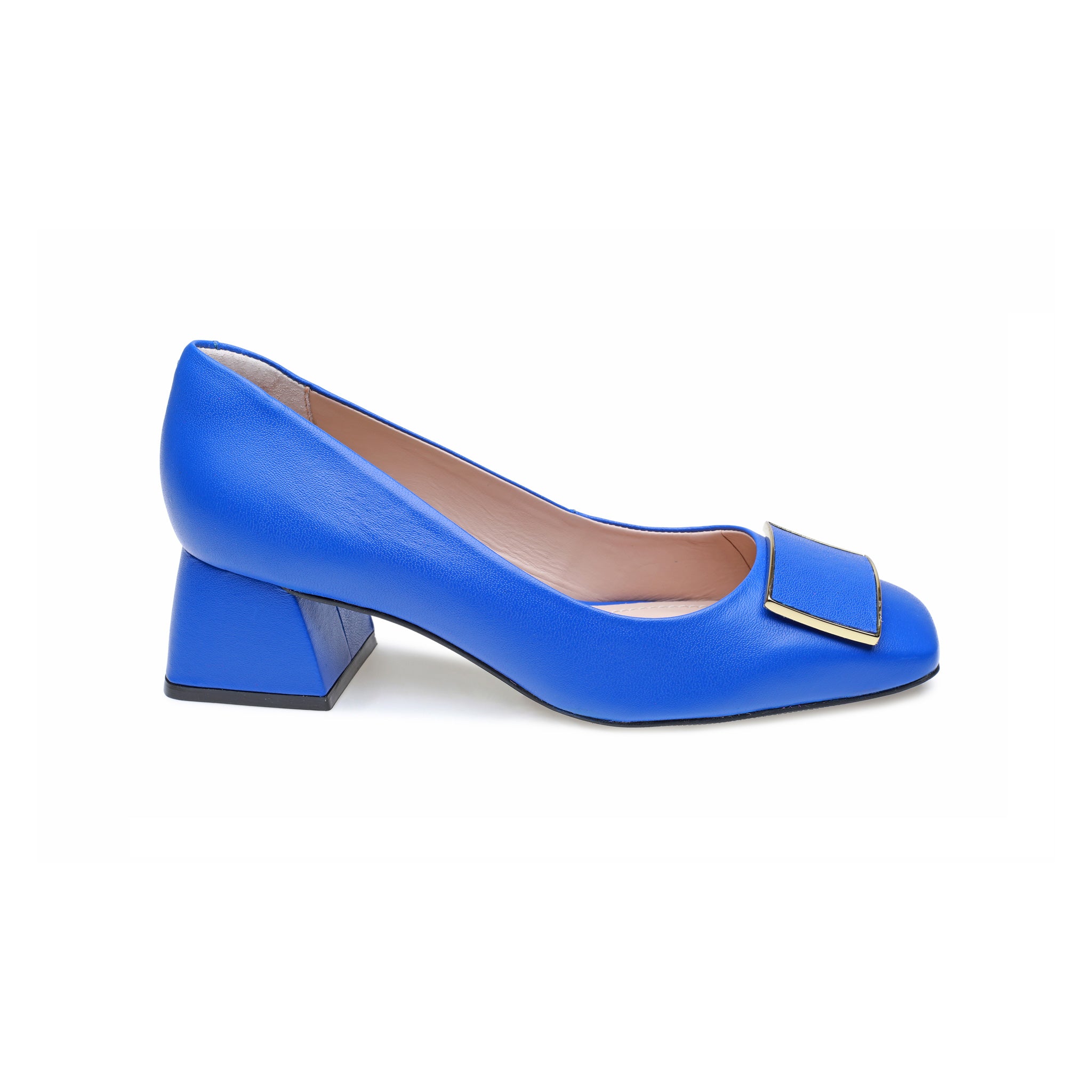 Blue Block Heel Pump