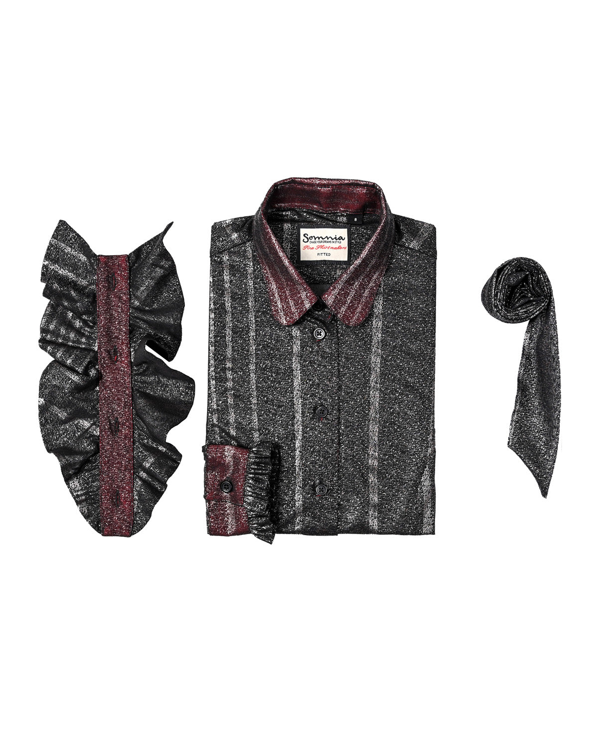 Sheer Black with Silver Stripes