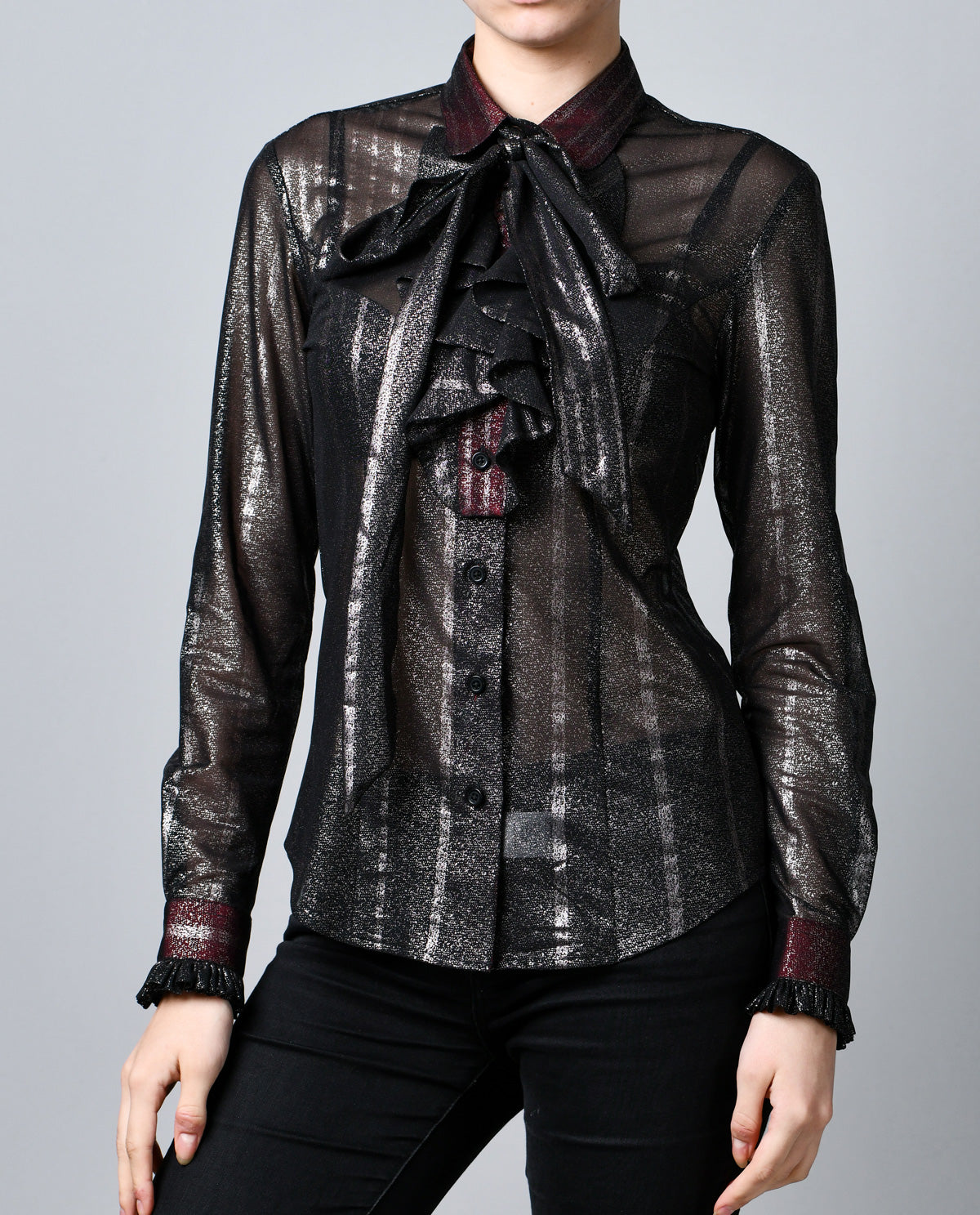 Sheer Black with Silver Stripes