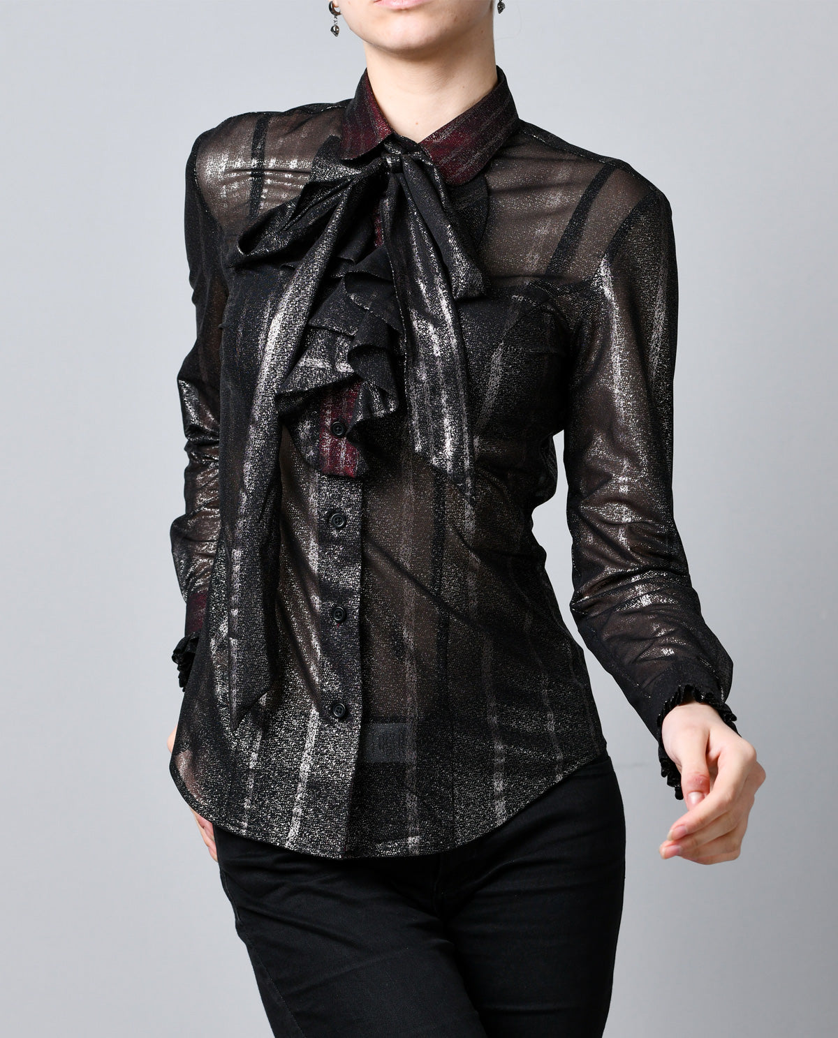 Sheer Black with Silver Stripes