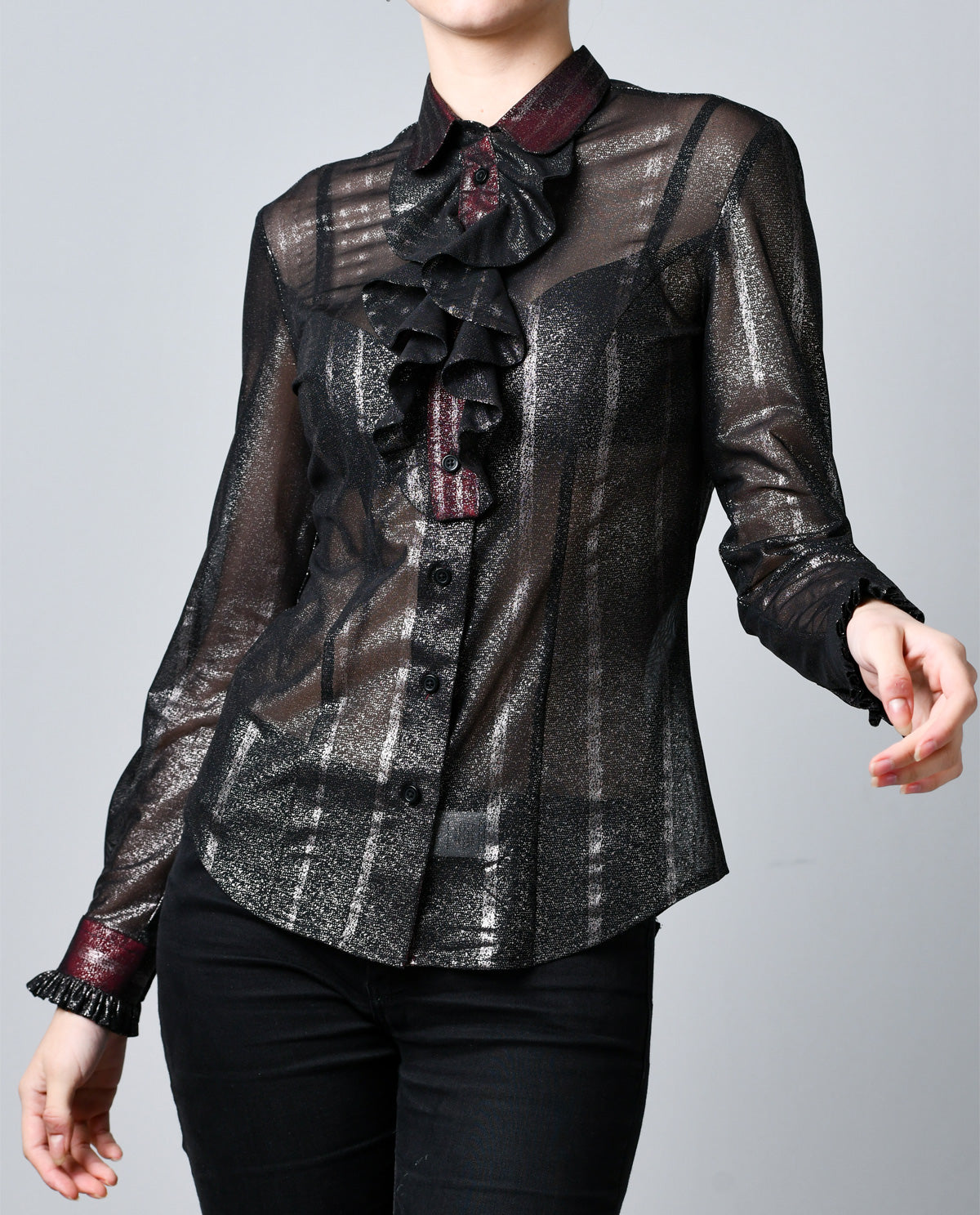 Sheer Black with Silver Stripes