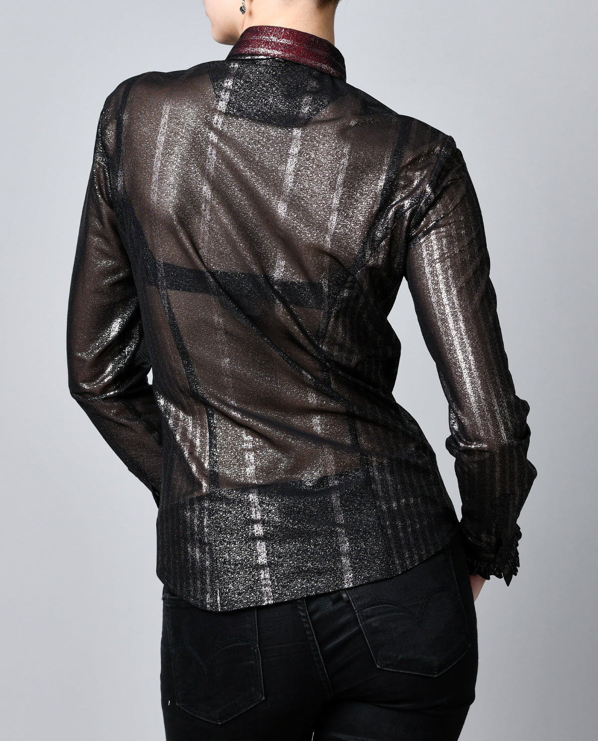 Sheer Black with Silver Stripes