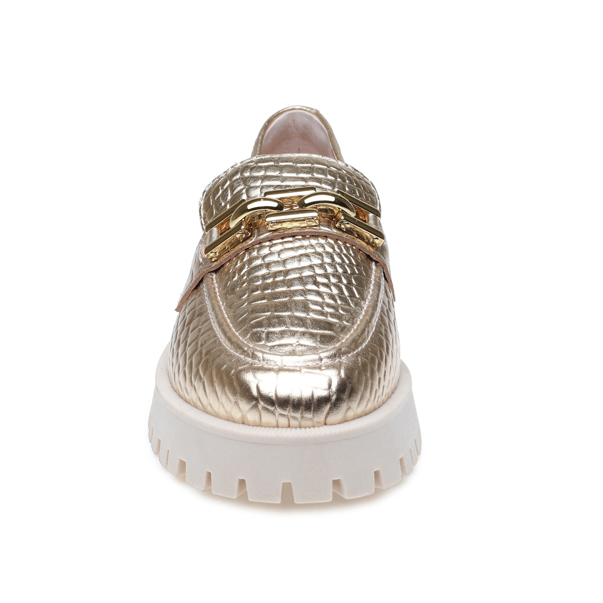Gold Crocodile Chunky Loafer