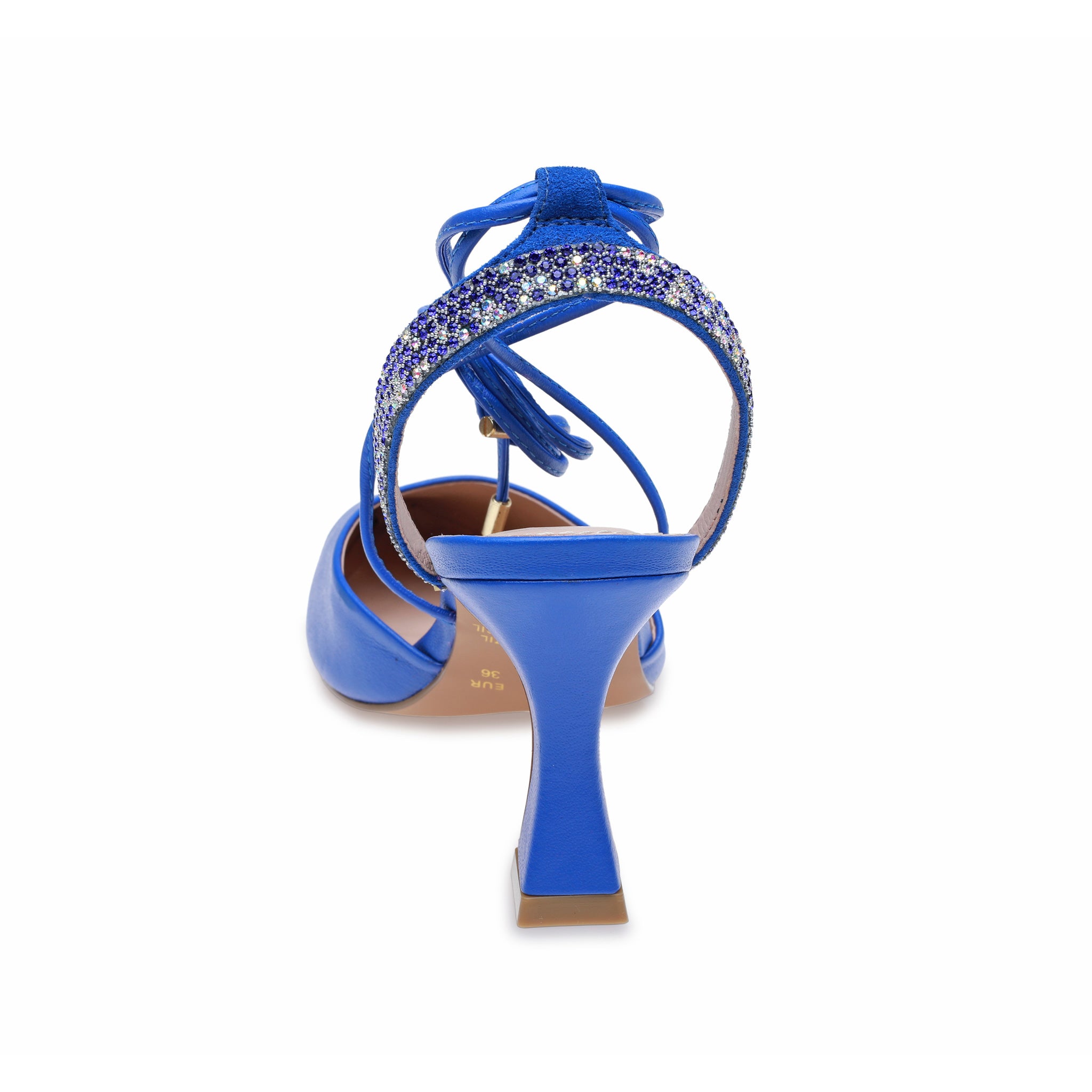 Lapis Blue Jewelled Ankle Strap Heels