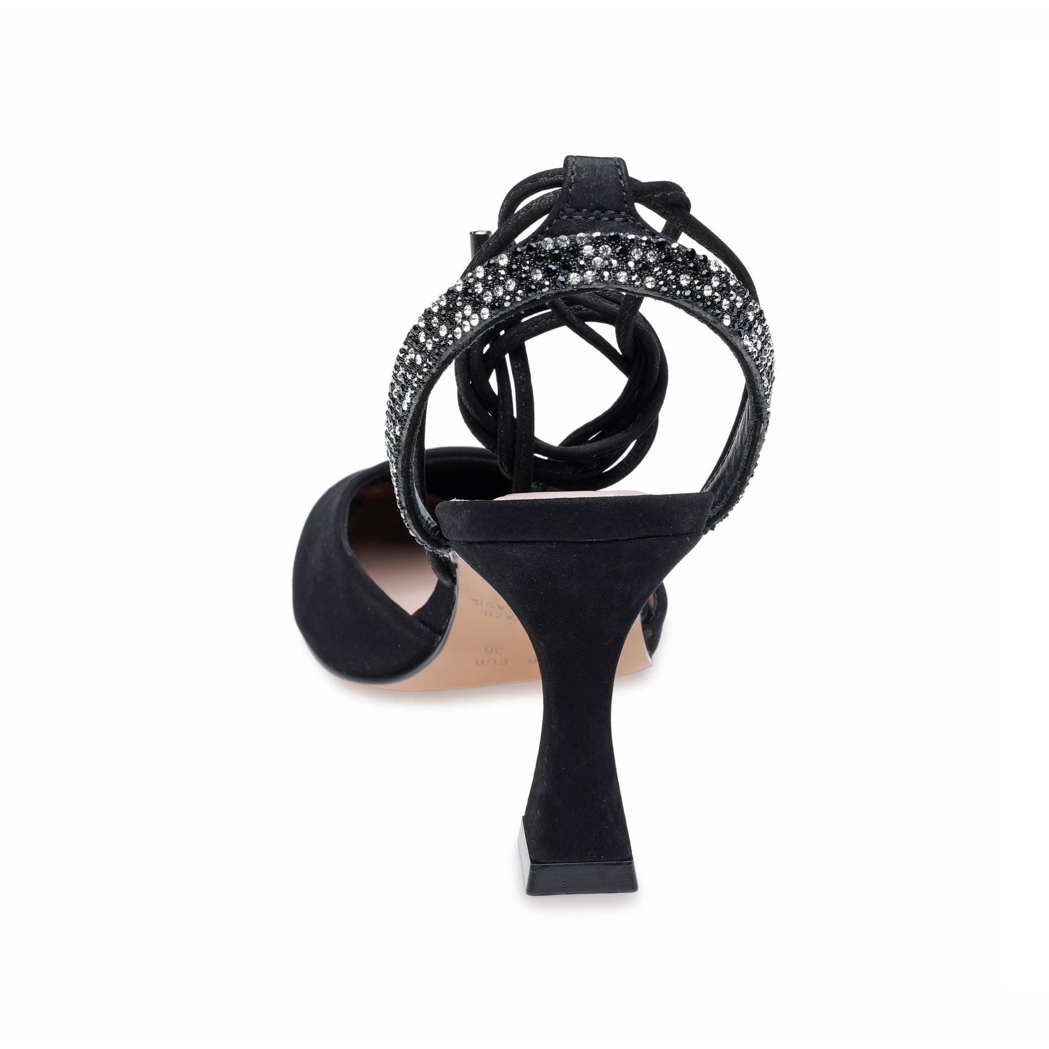 Black Jewelled Ankle Strap Heel