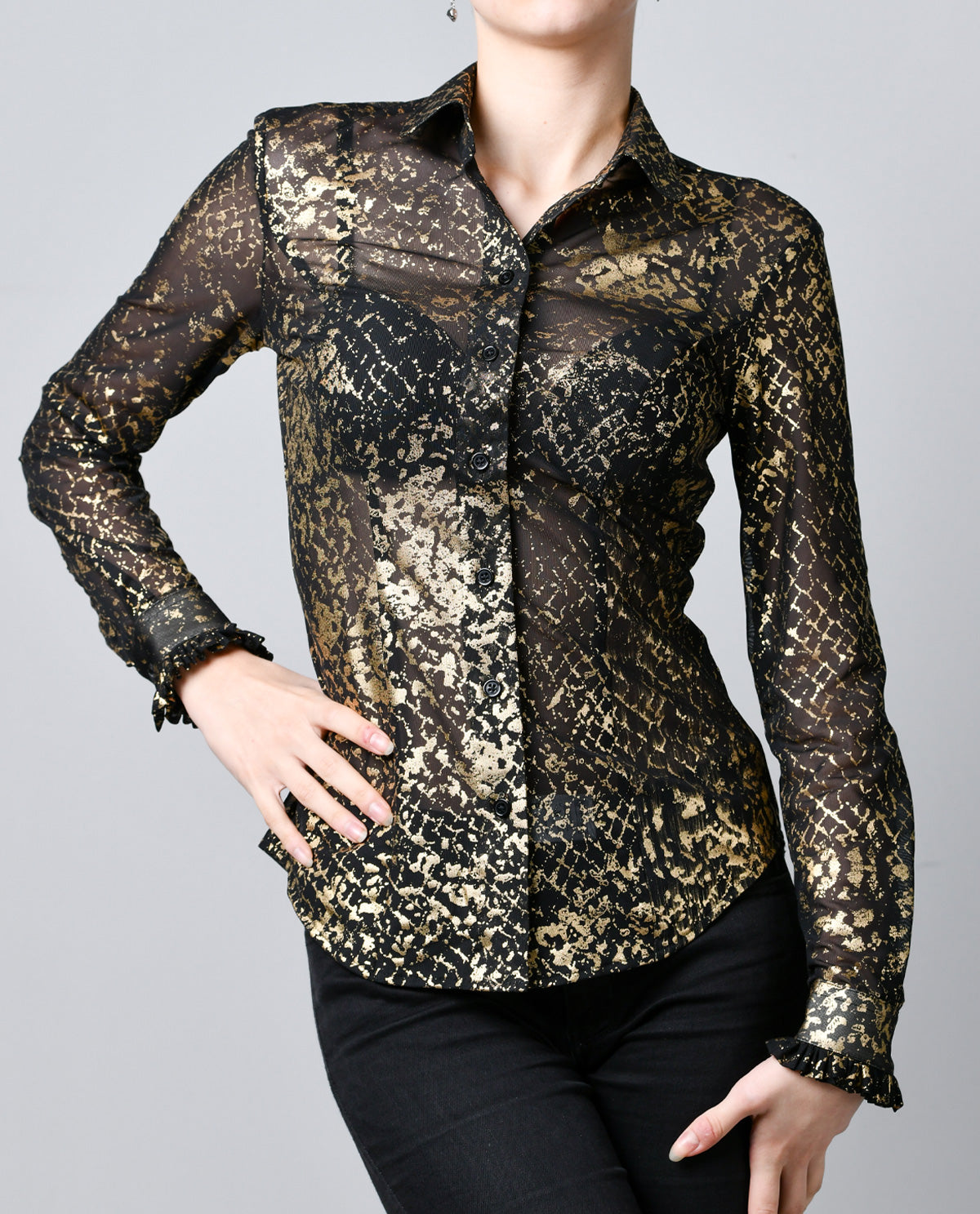 Sheer Black and Gold Blouse