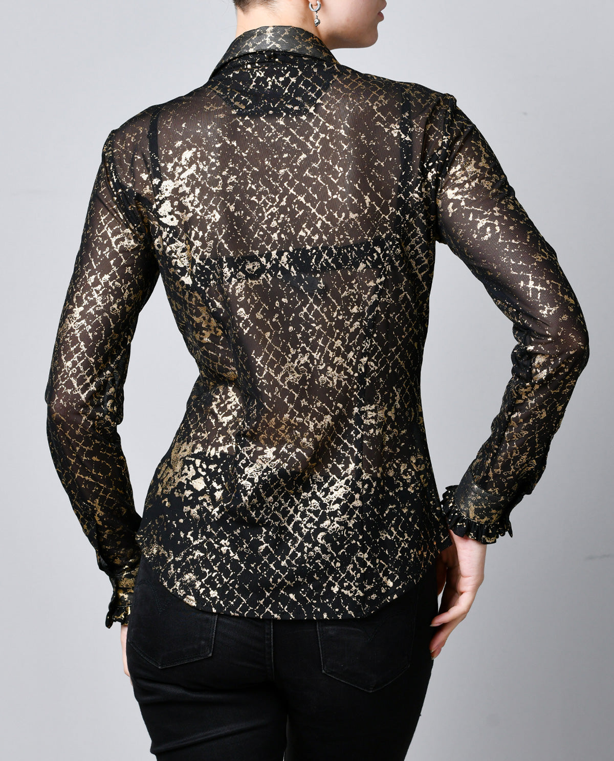Sheer Black and Gold Blouse