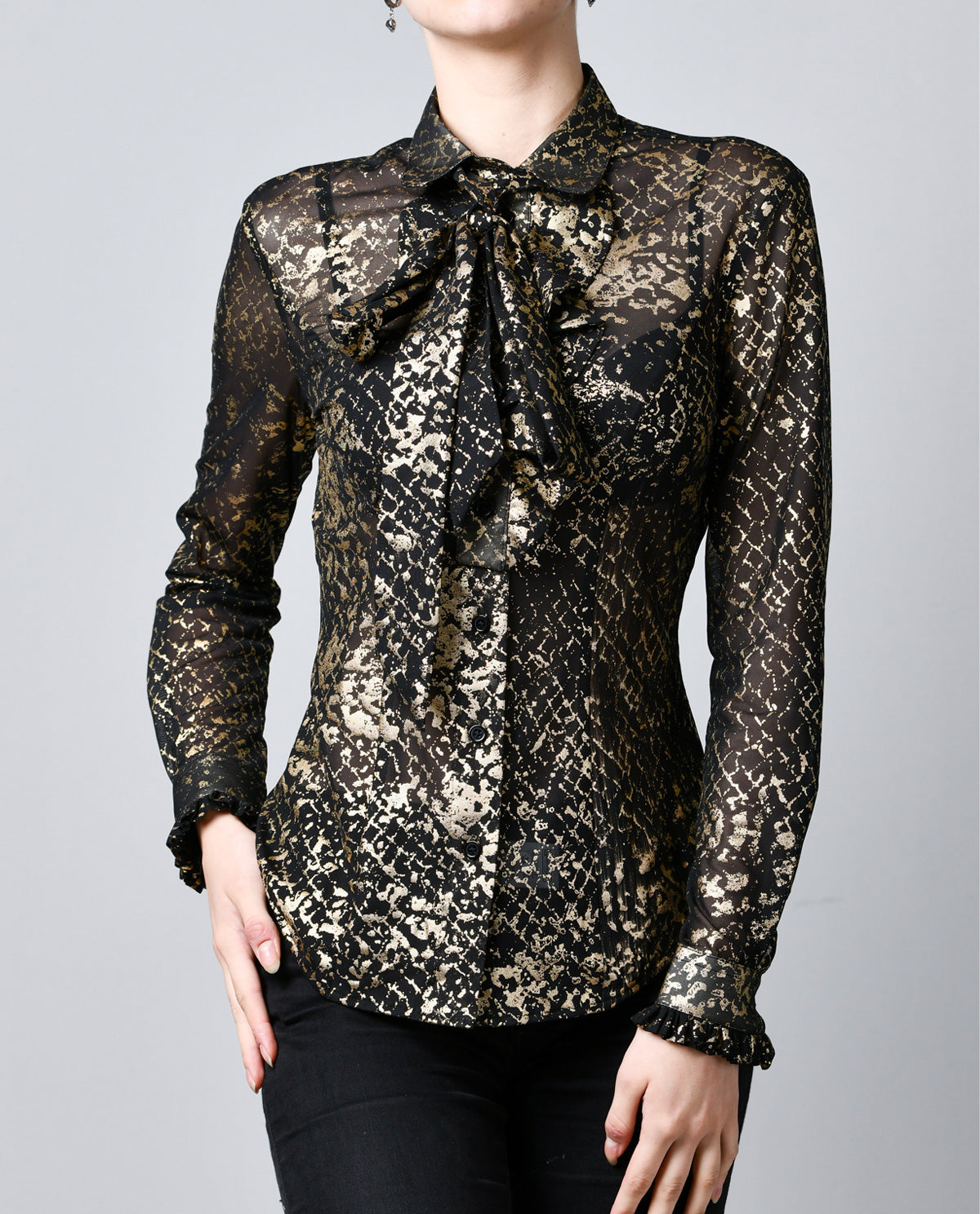 Sheer Black and Gold Blouse