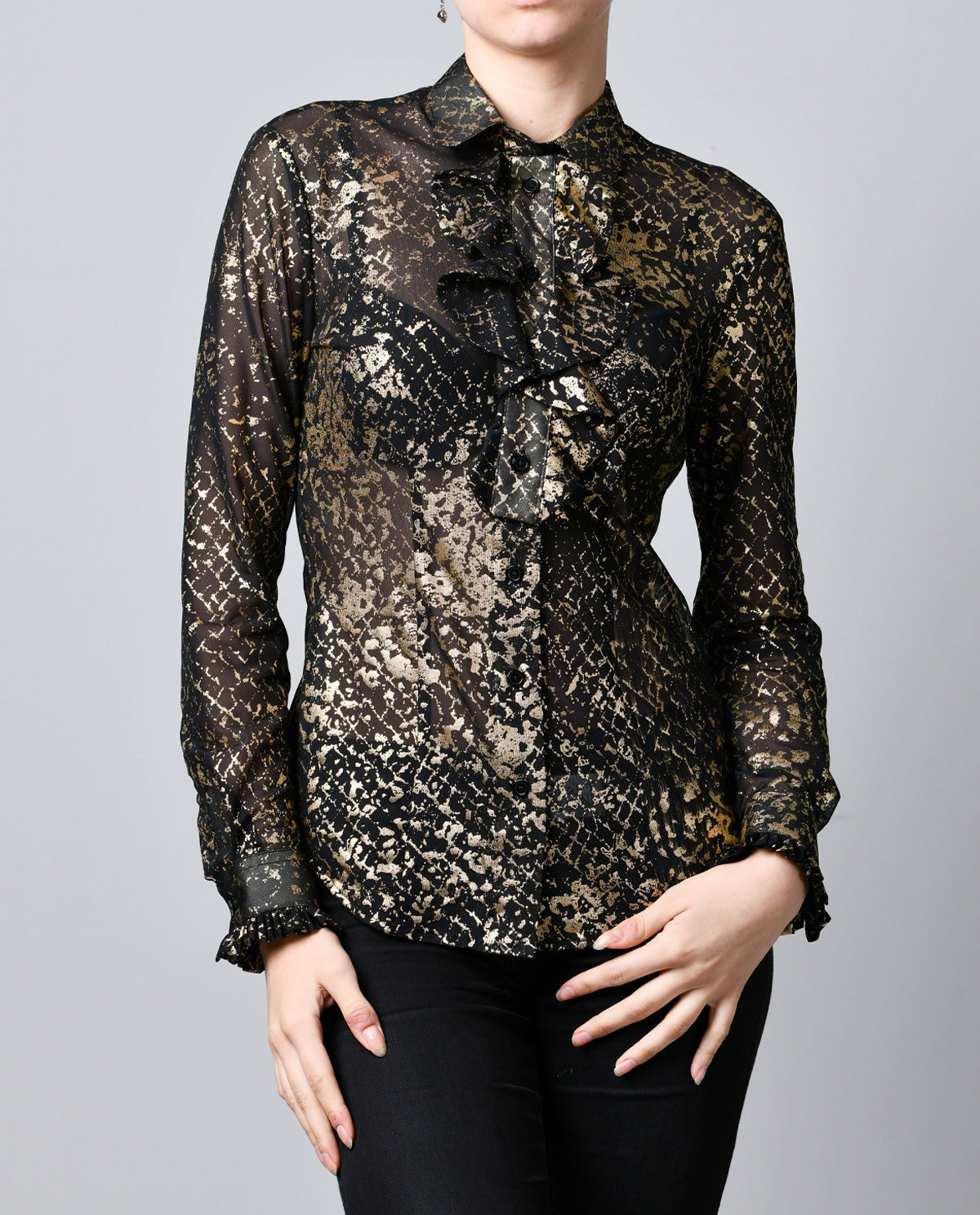 Sheer Black and Gold Blouse