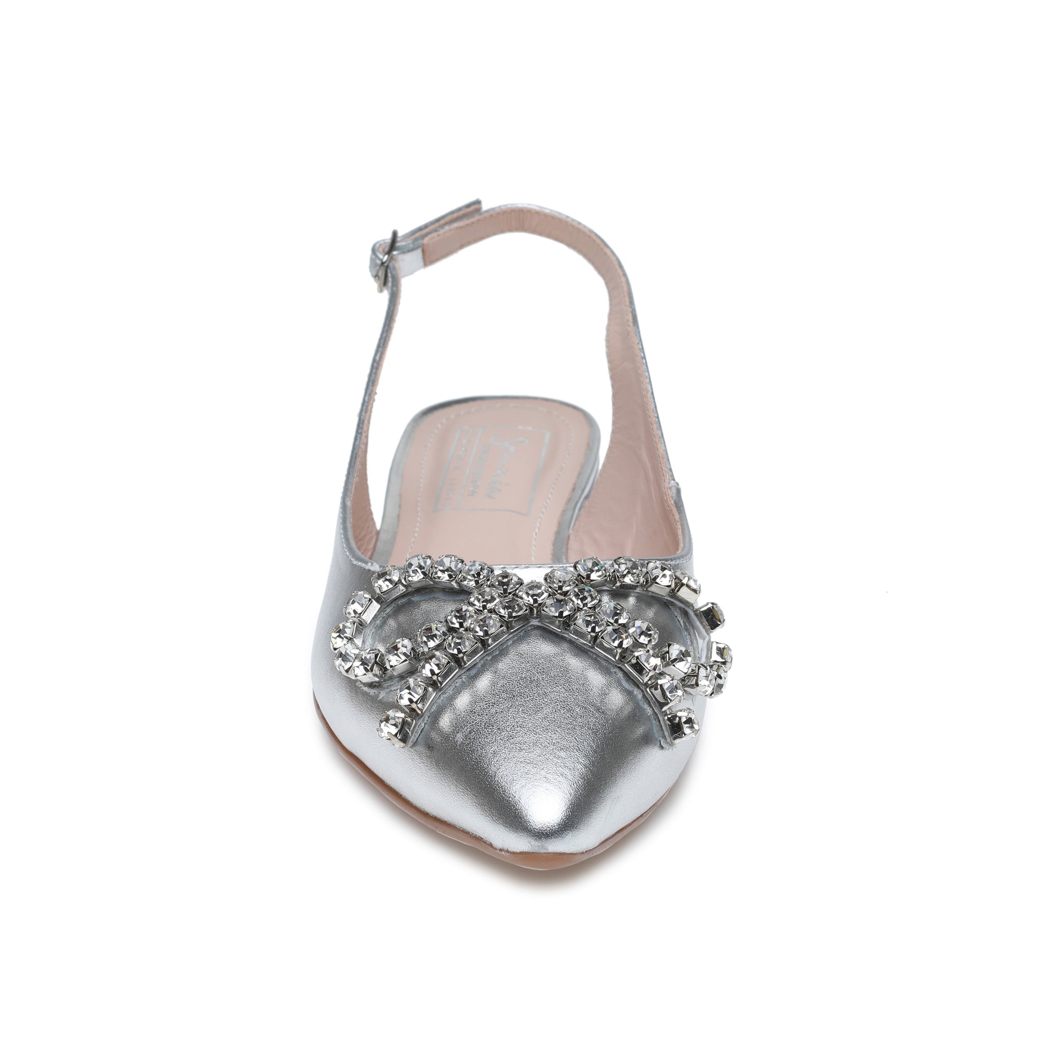 Silver Sling Back Ballerina Flats