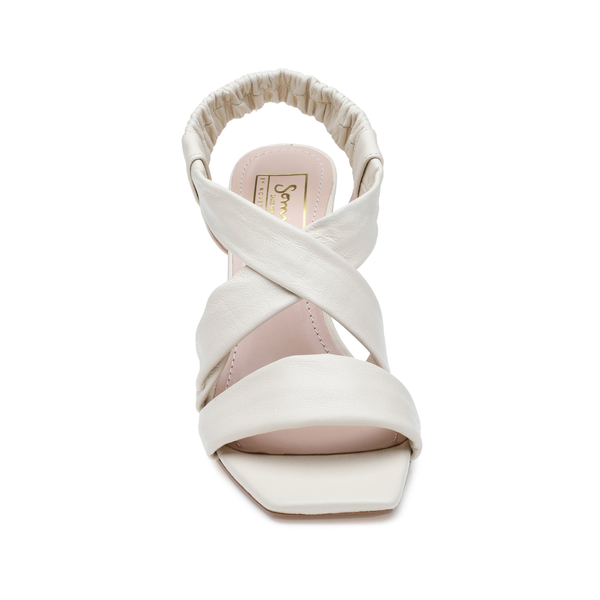 Off White Leather Cross Over Sandals