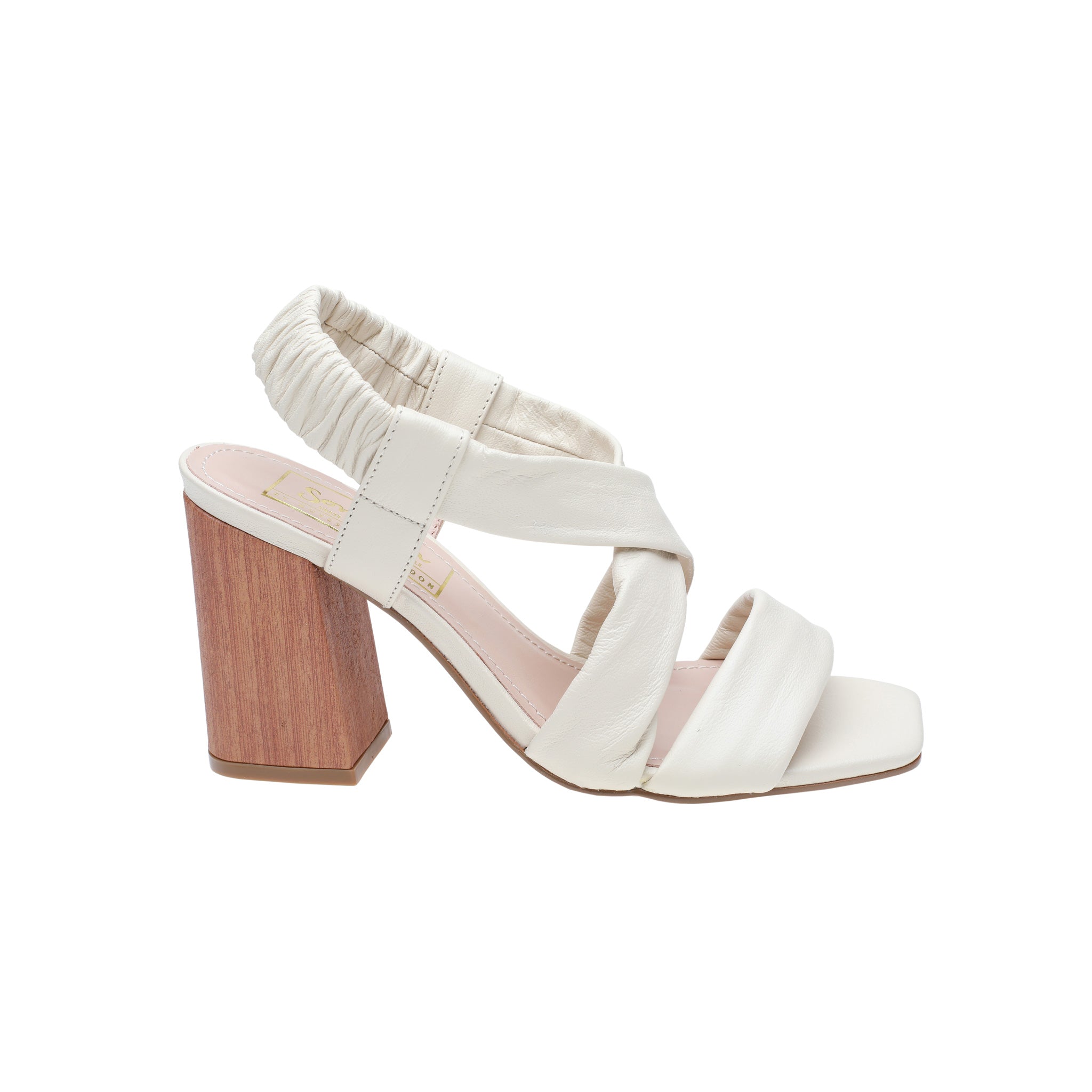 Off White Leather Cross Over Sandals