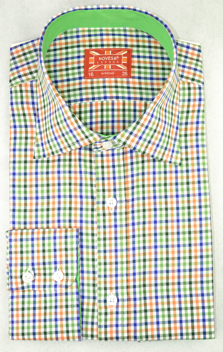 Lime Orange Blue Check Shirt