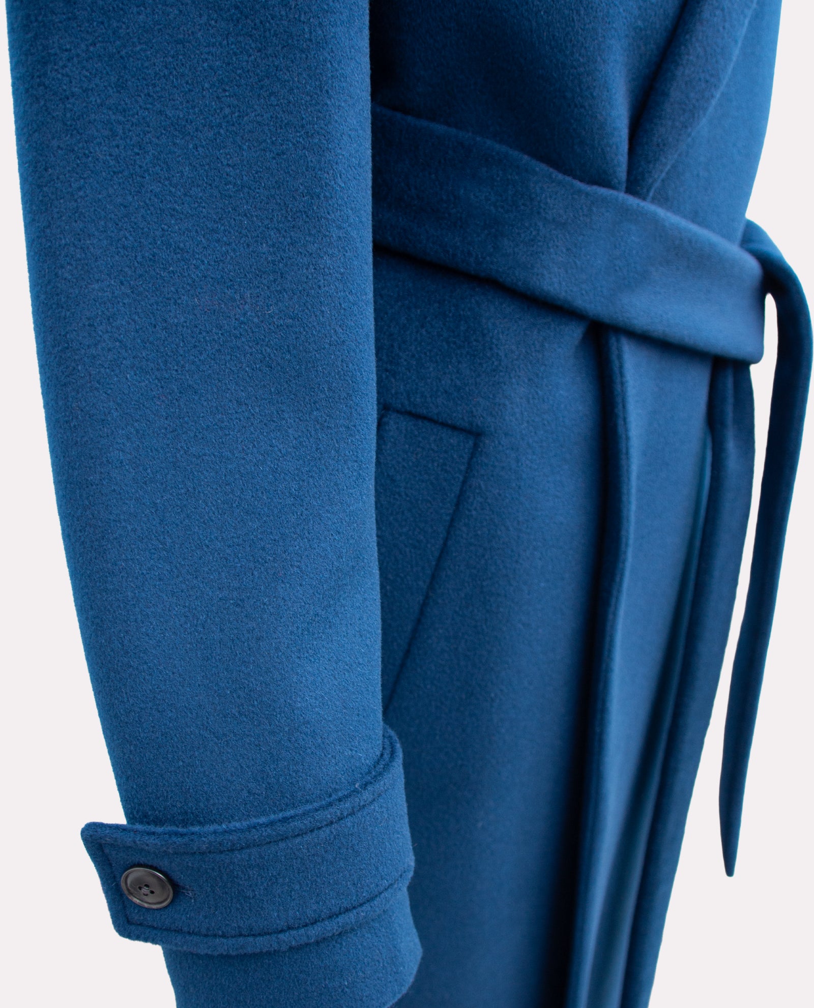 Women's Dark Teal Wool Wrap Overcoat