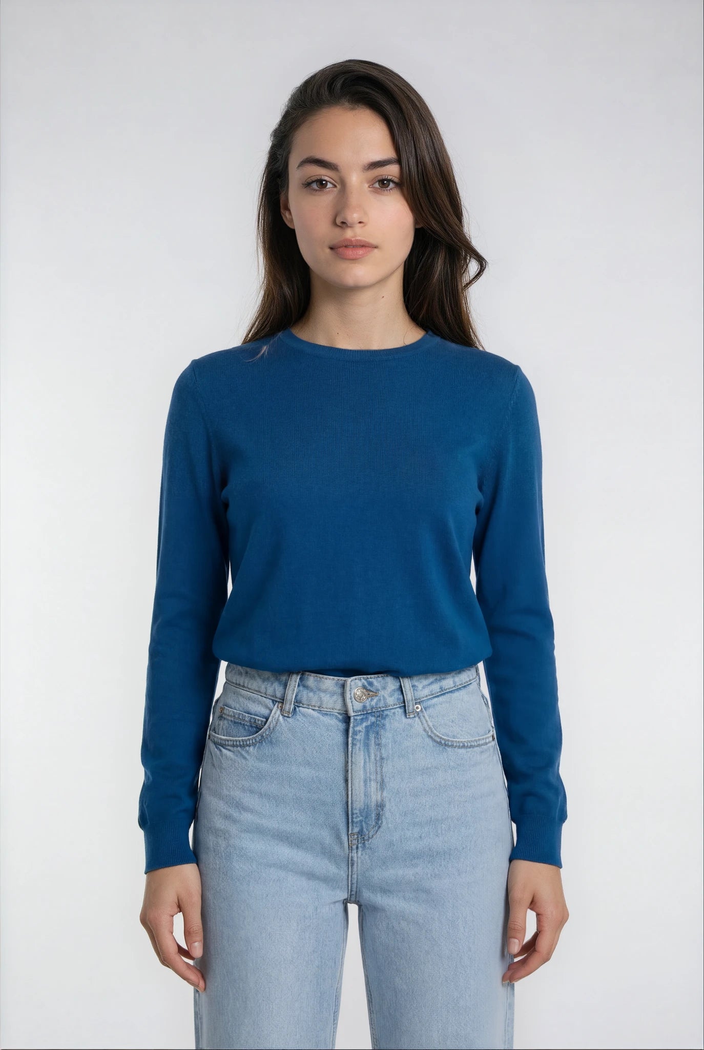 Women’s Extra Fine Merino Wool Crew Neck (Sapphire Blue)