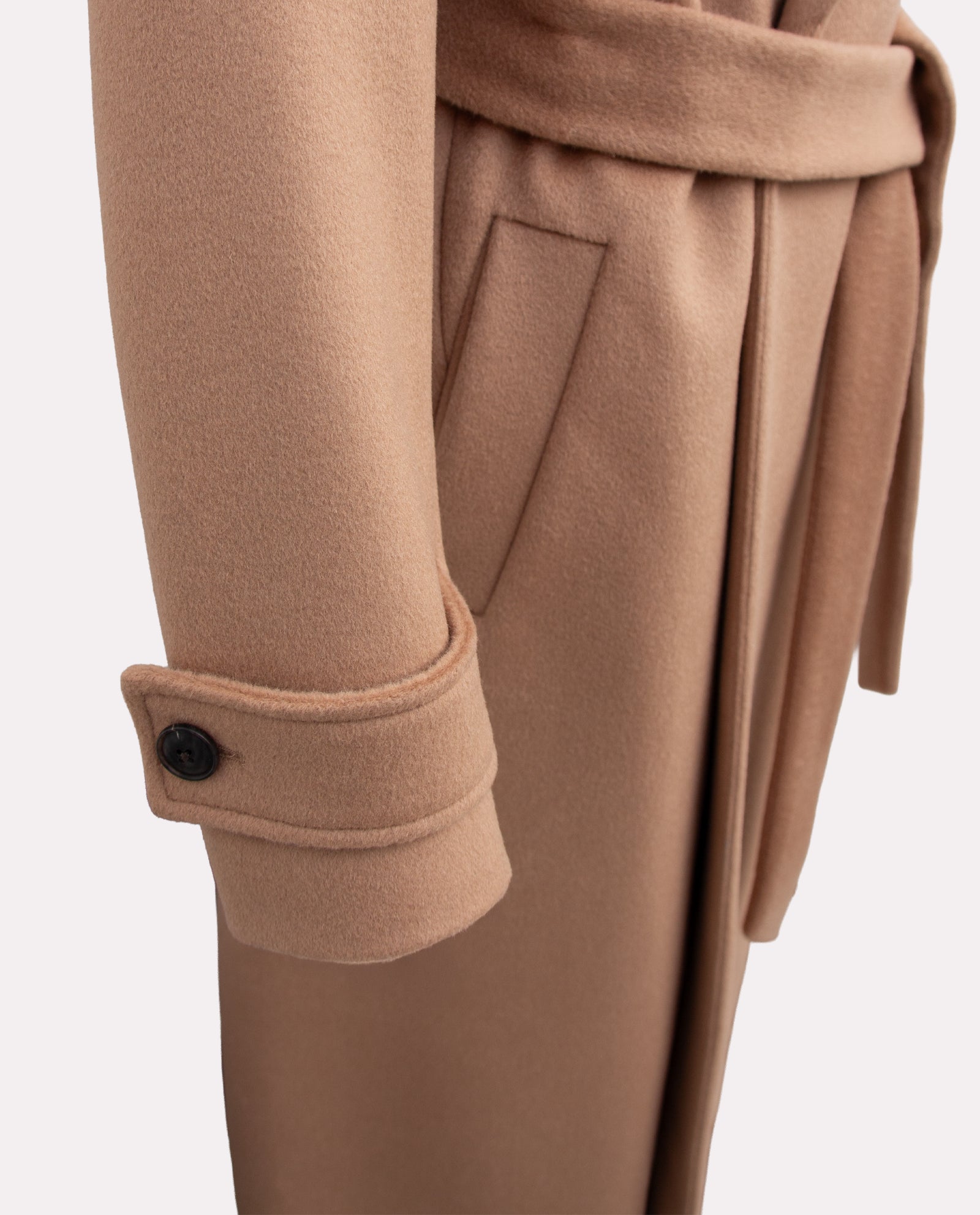 Women's Camel Wool Wrap Overcoat