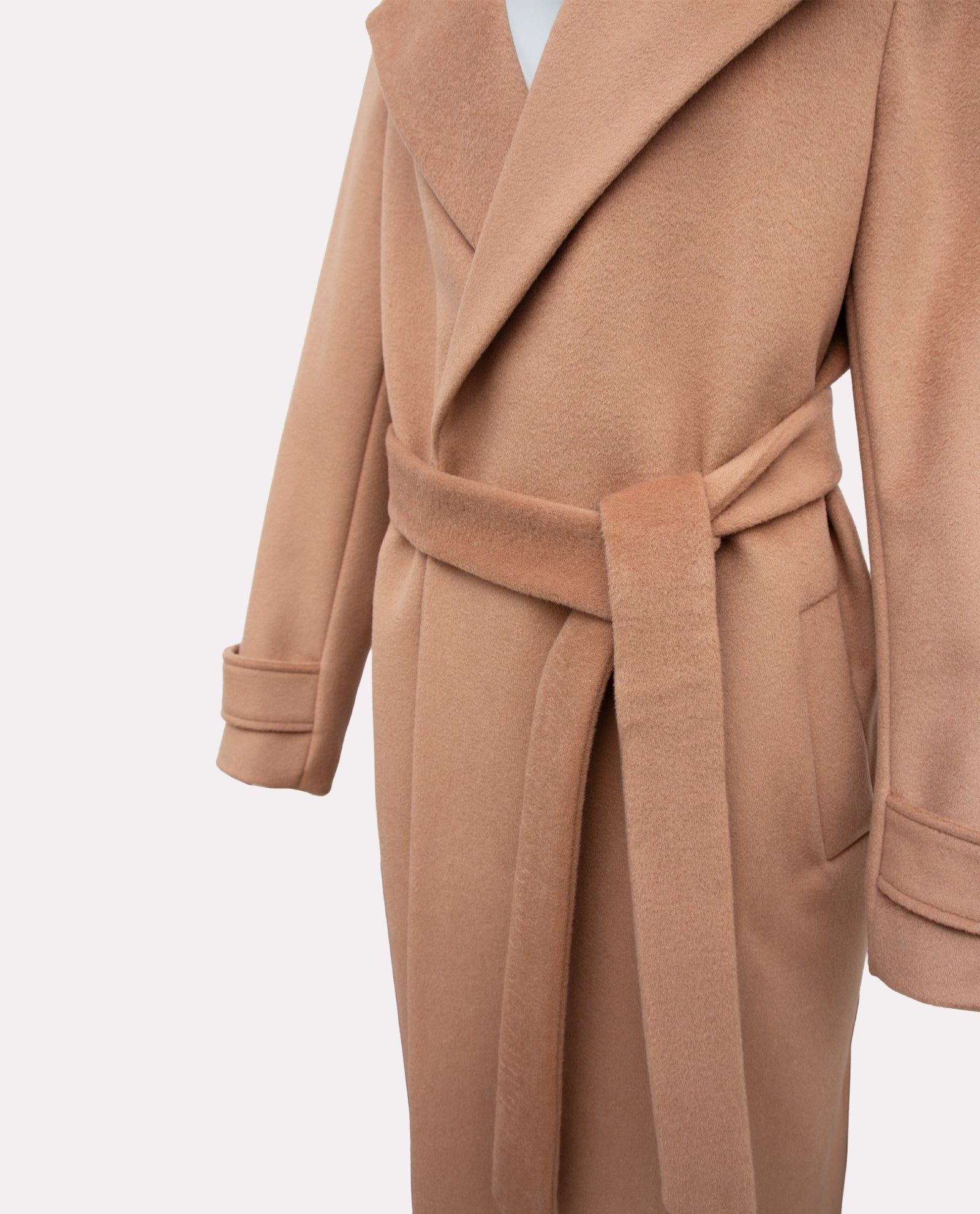 Women's Camel Wool Wrap Overcoat
