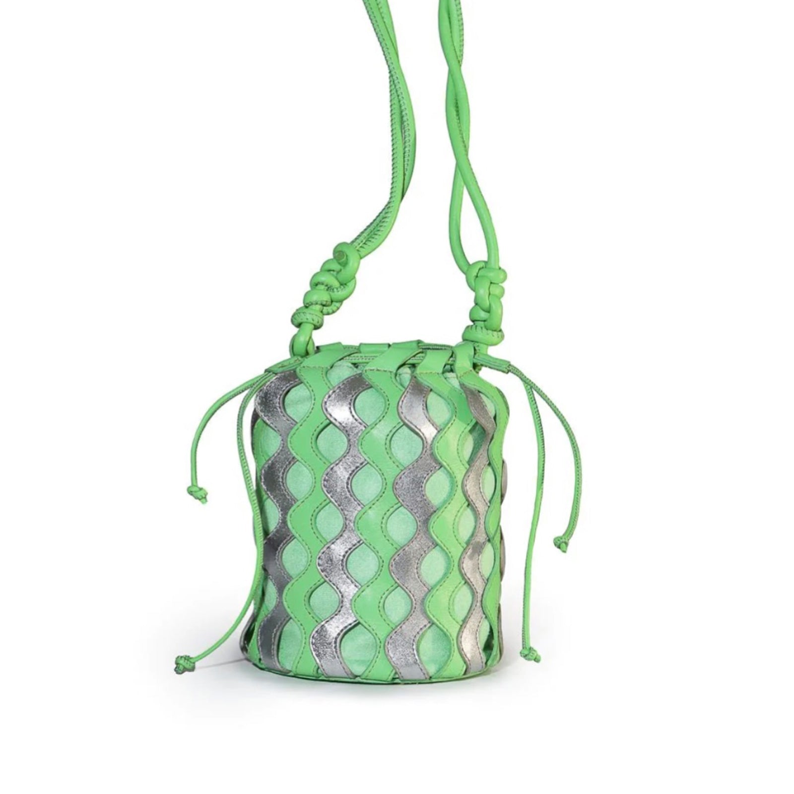 Waves Silver and Green Bucket Bag