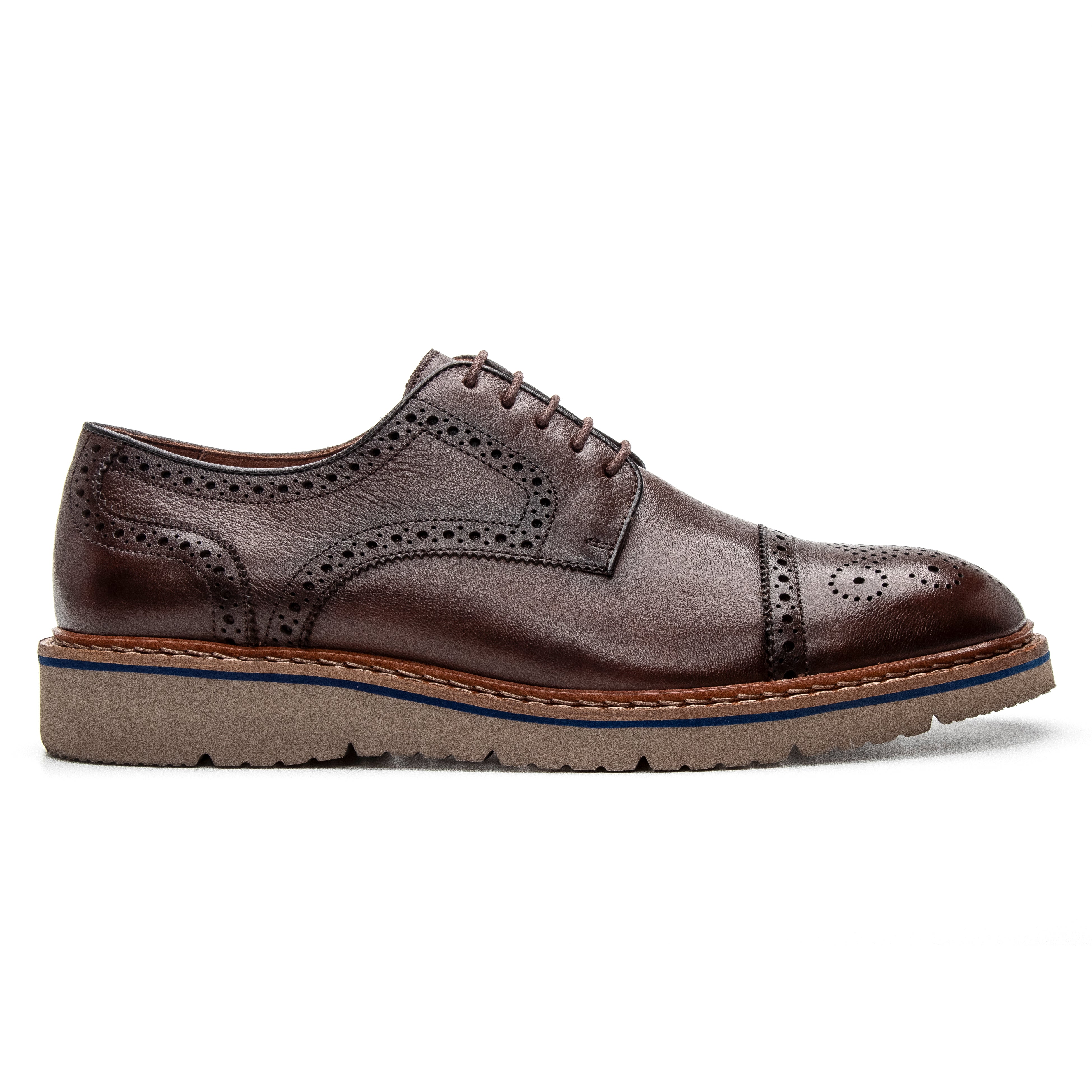 Cap Toe Brogue Oxford in Dark Brown