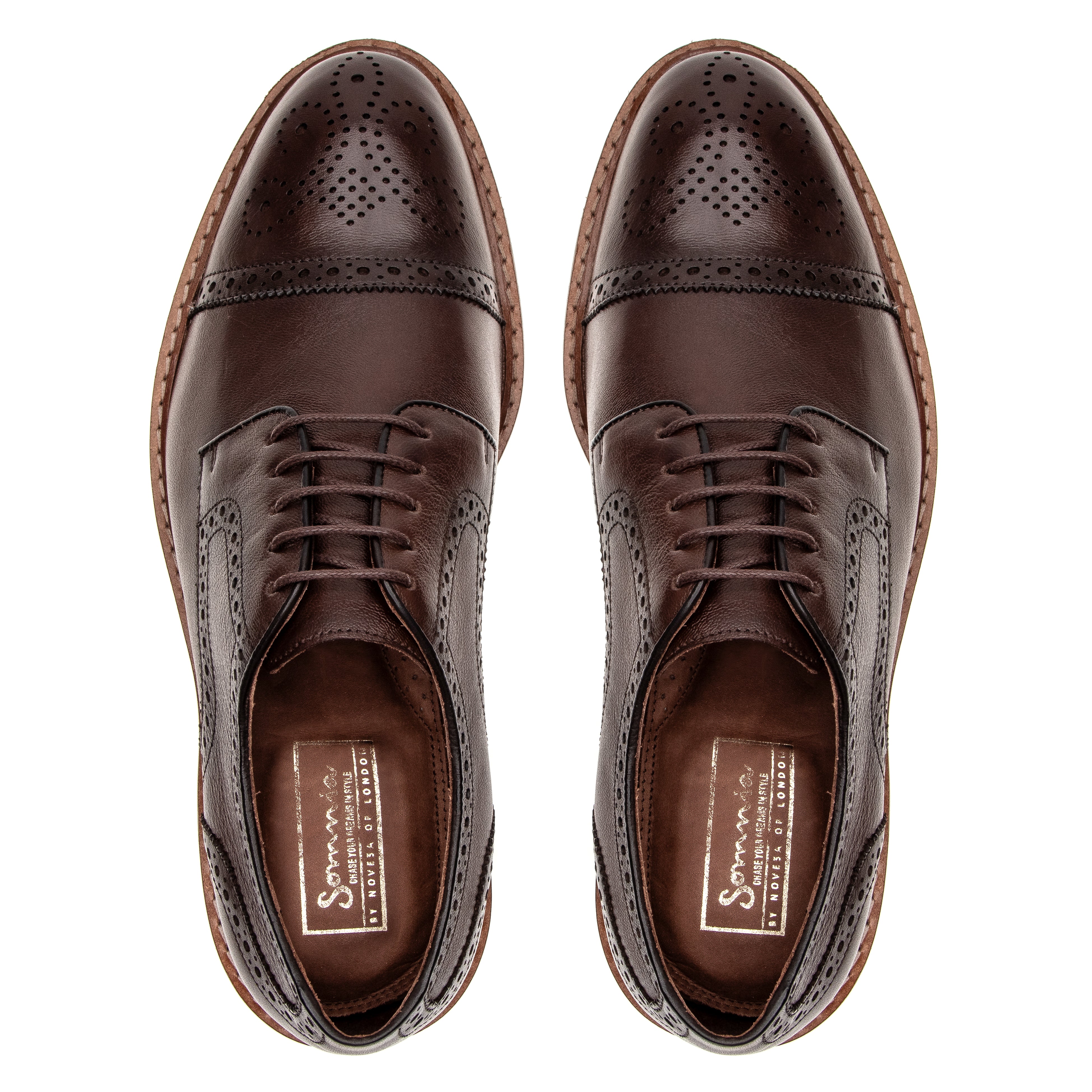 Cap Toe Brogue Oxford in Dark Brown