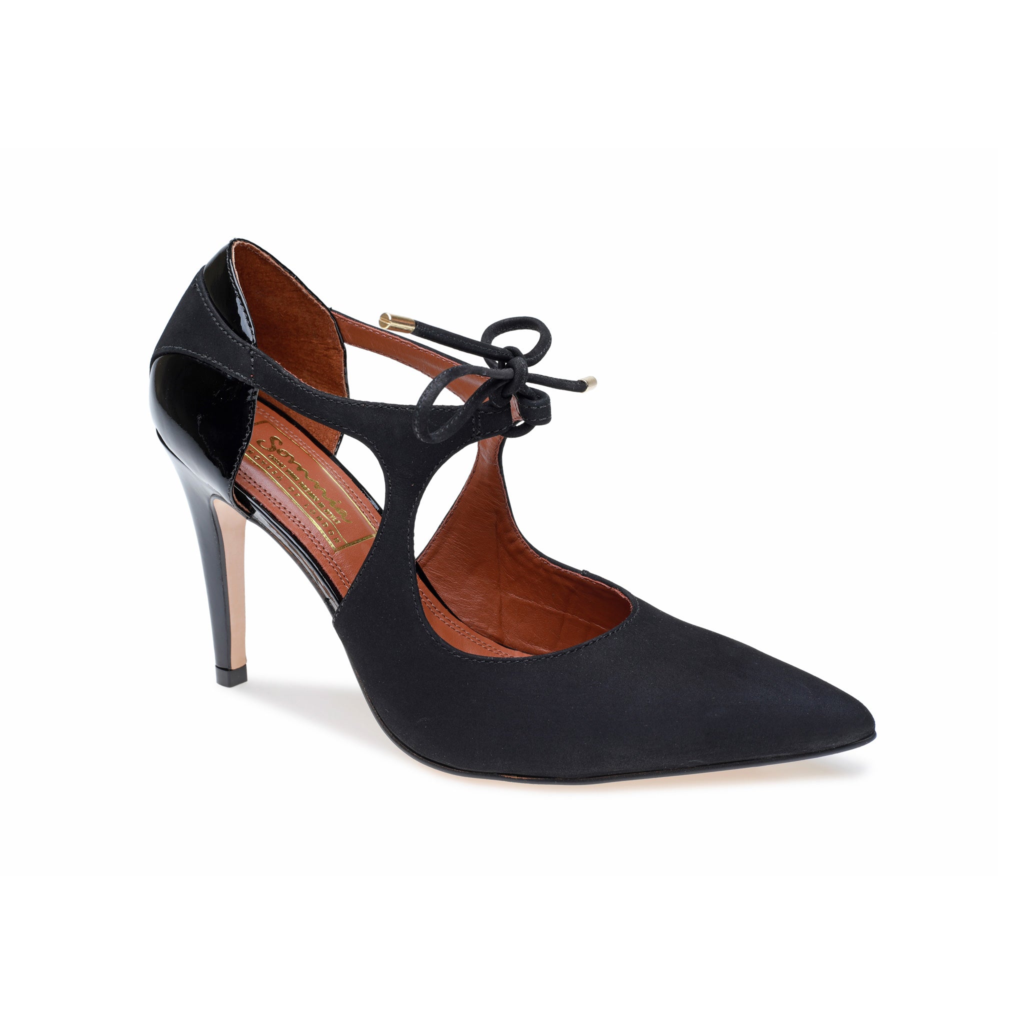 Brushed Black Ankle Strap Heel