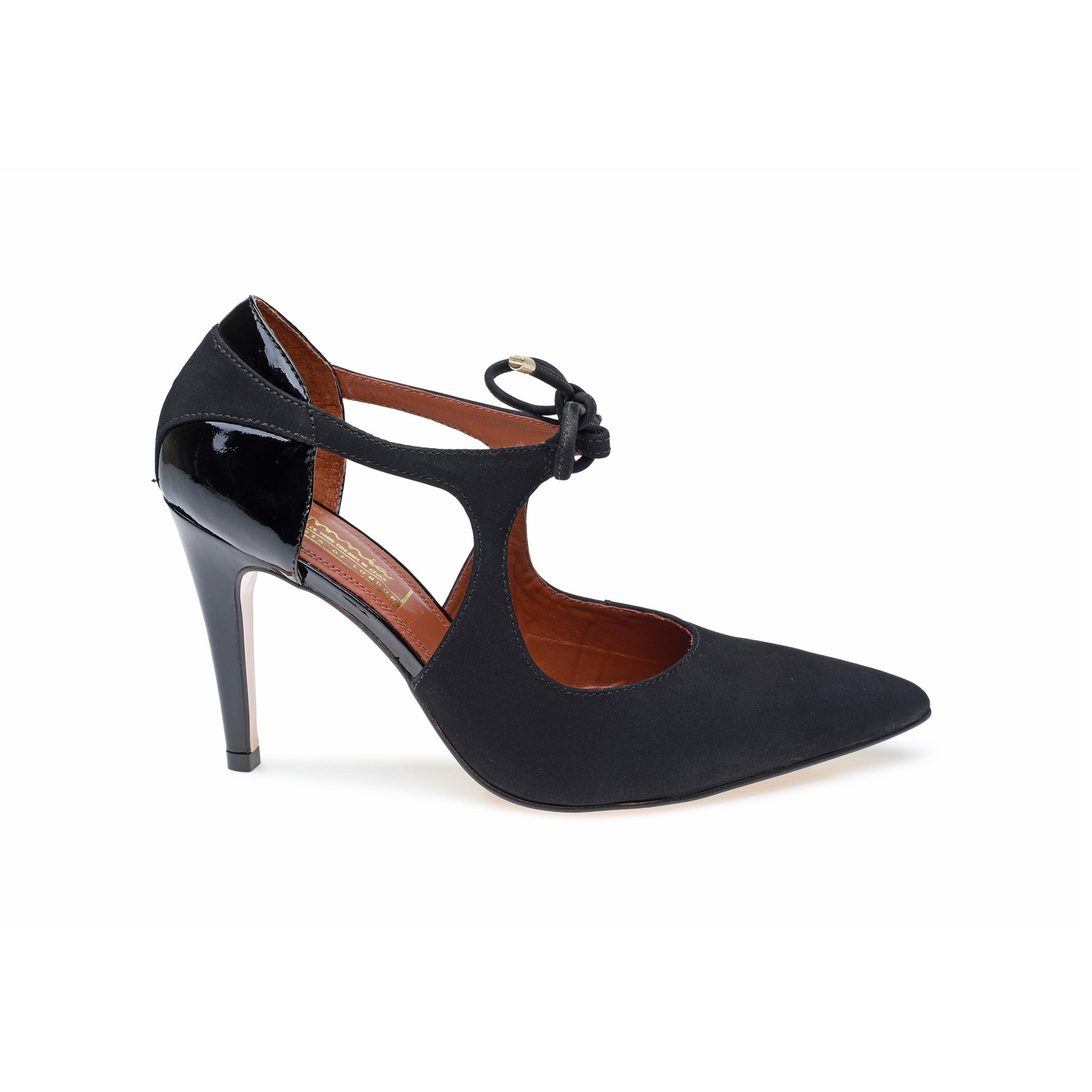 Brushed Black Ankle Strap Heel