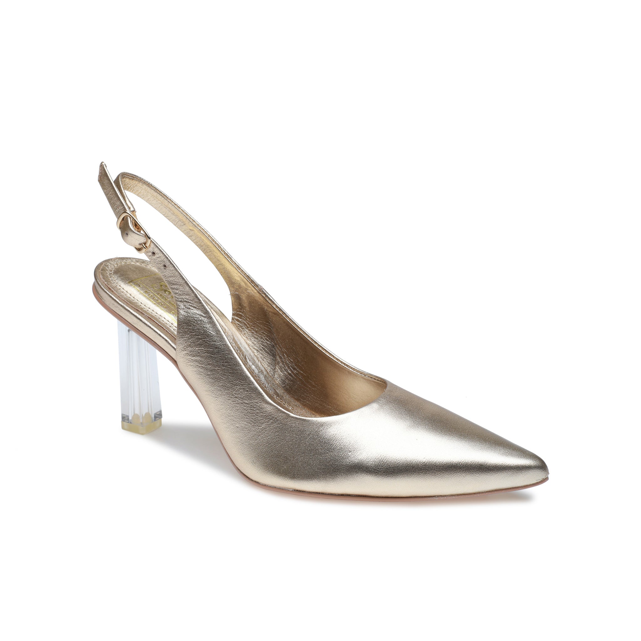 Metallic Gold with Cristal Heel