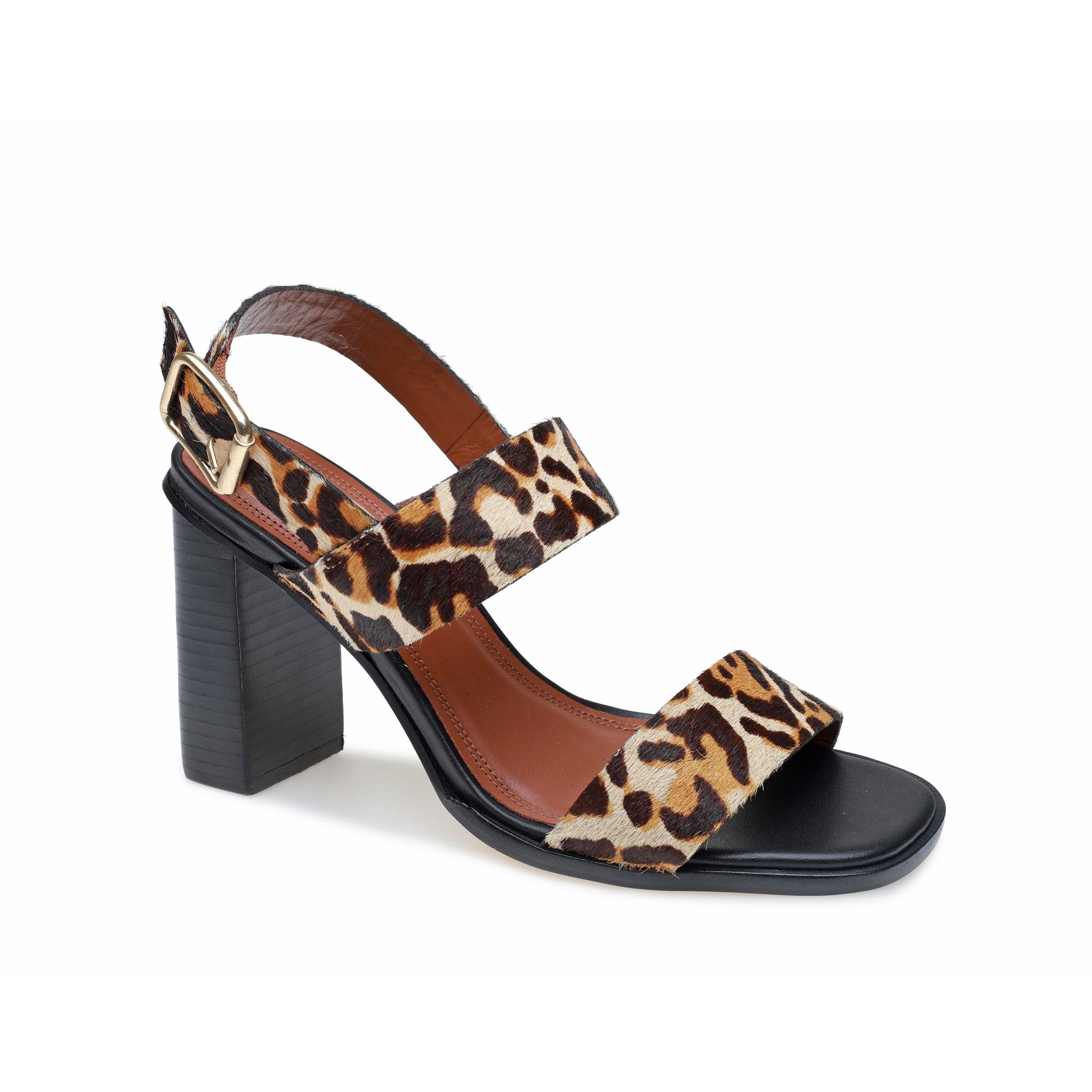 Animal Print Thick Strap Block Heel