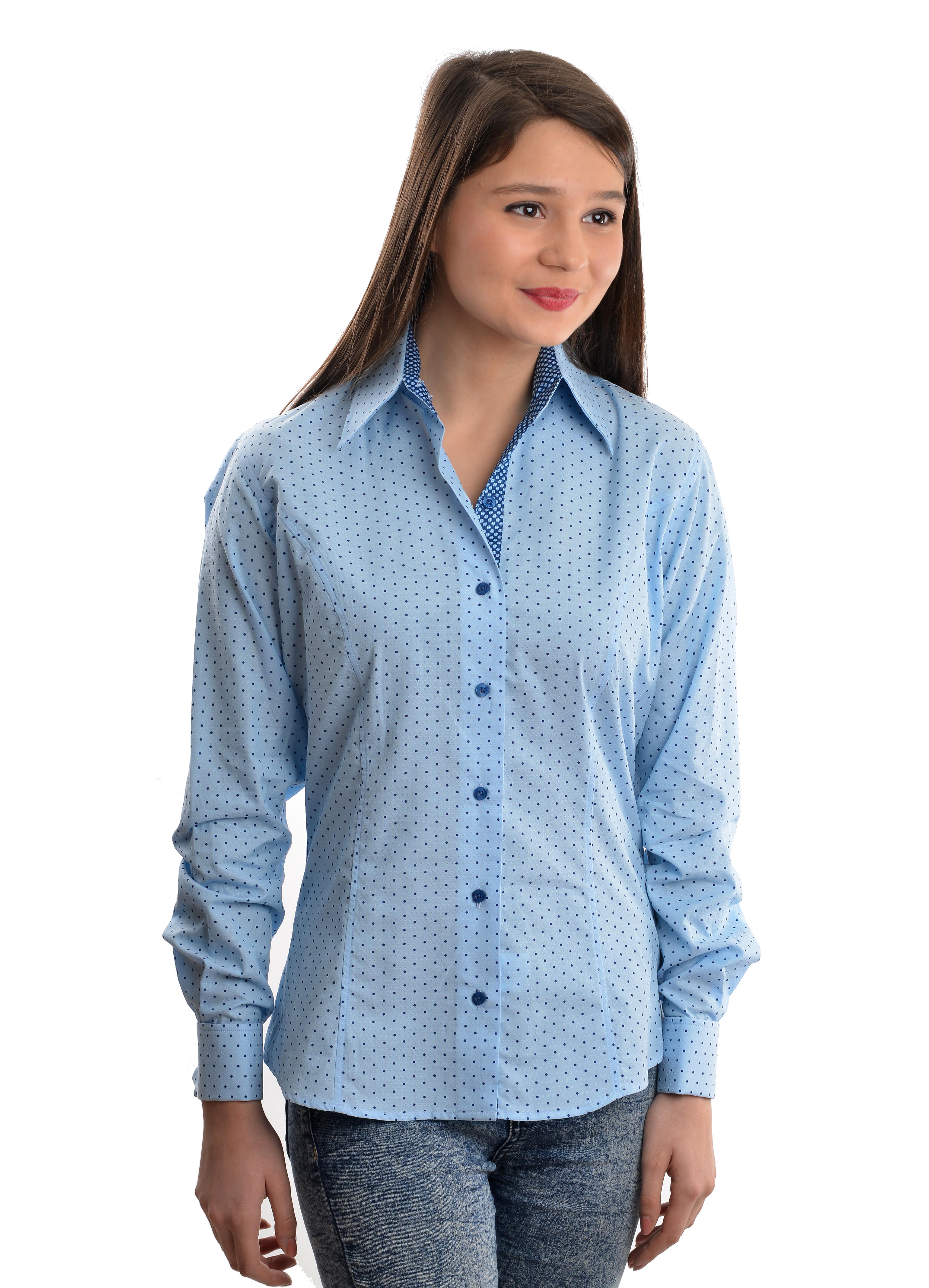 Blue Polkadots Jacquard Women’s Shirt