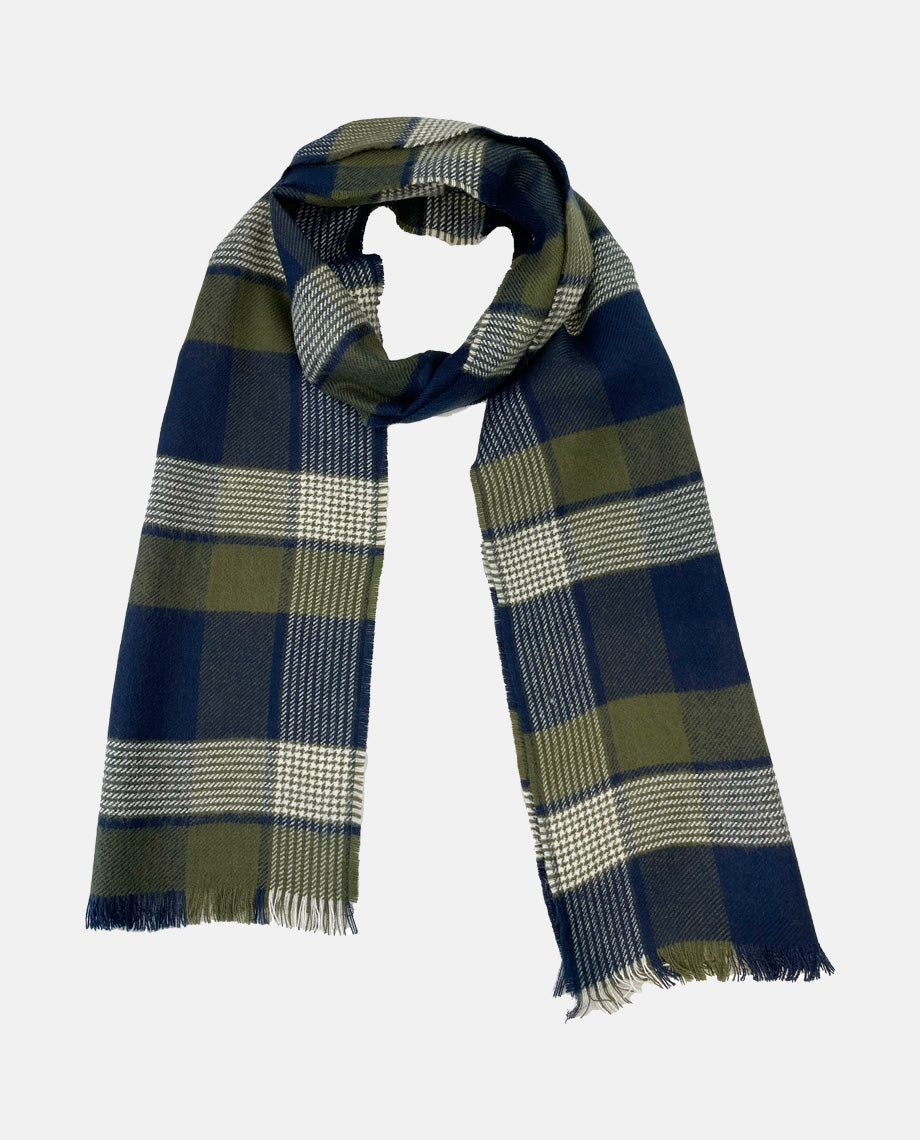 Green & Navy Check Scarf