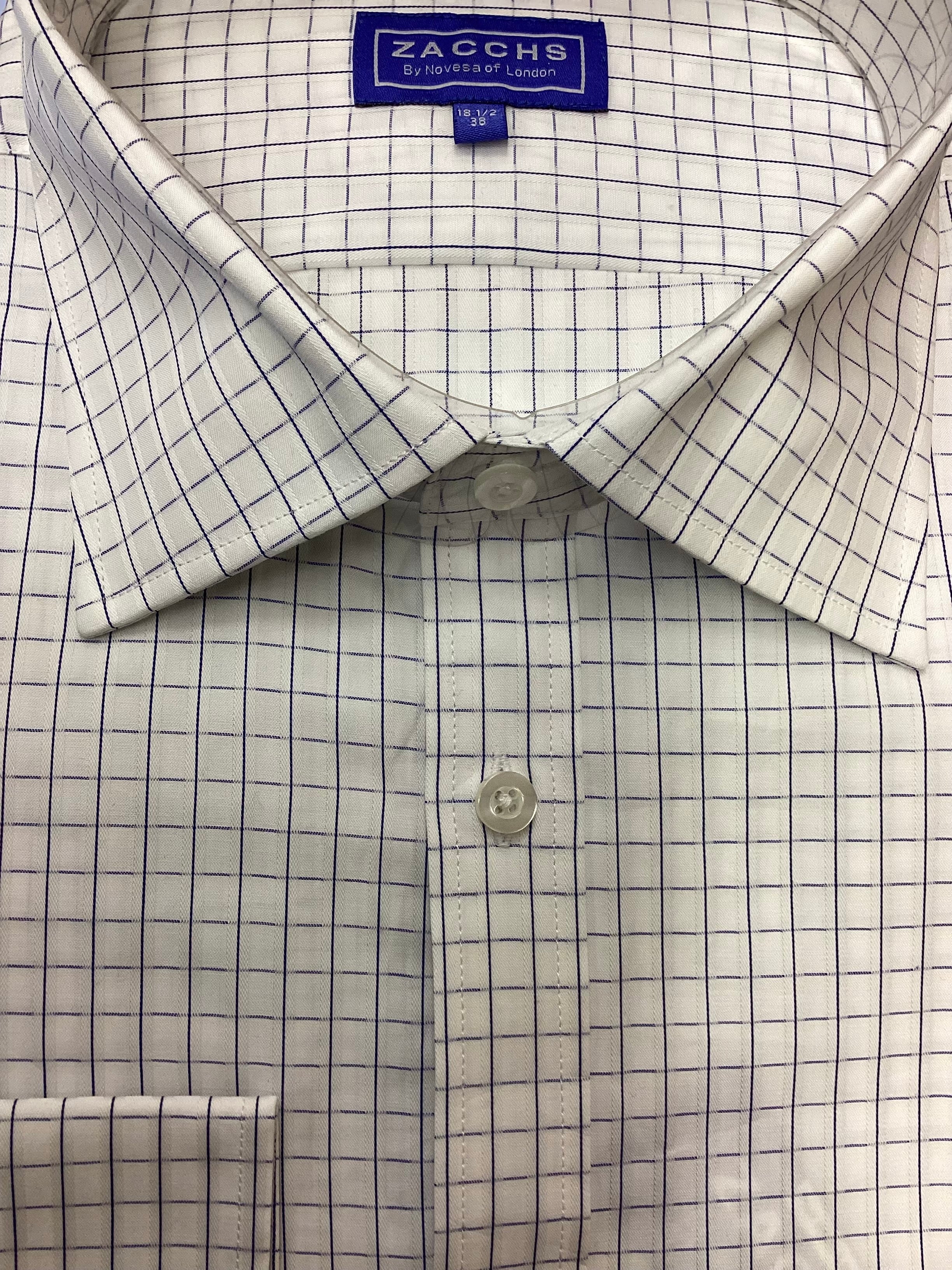 Navy and White Windowpane Shirt