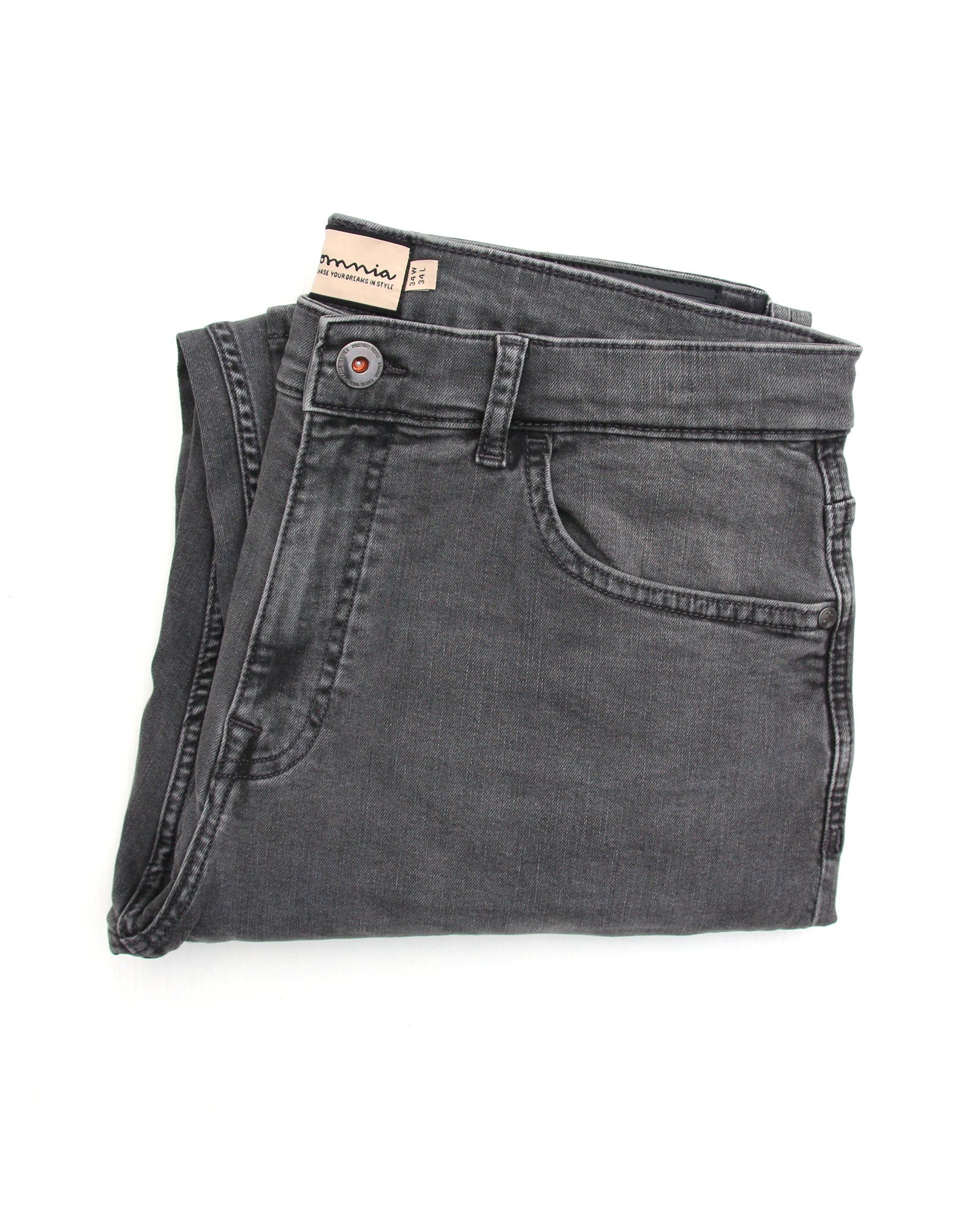 Somnia Men's Washed Grey Comfort-Stretch Jeans