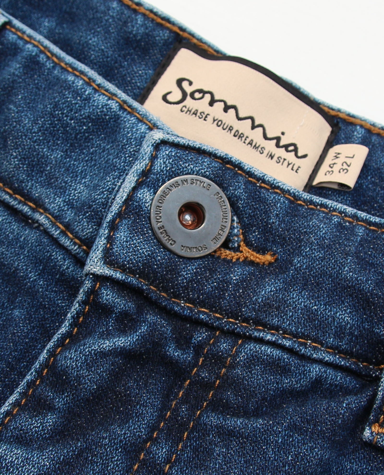 Somnia Men's Mid-Blue Comfort-Stretch Jeans