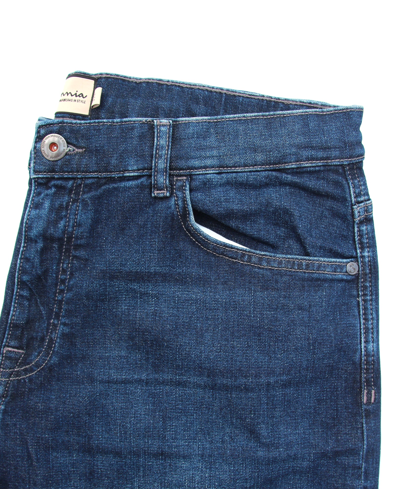 Somnia Men's Teal-Infused Deep Blue Stretch Jeans