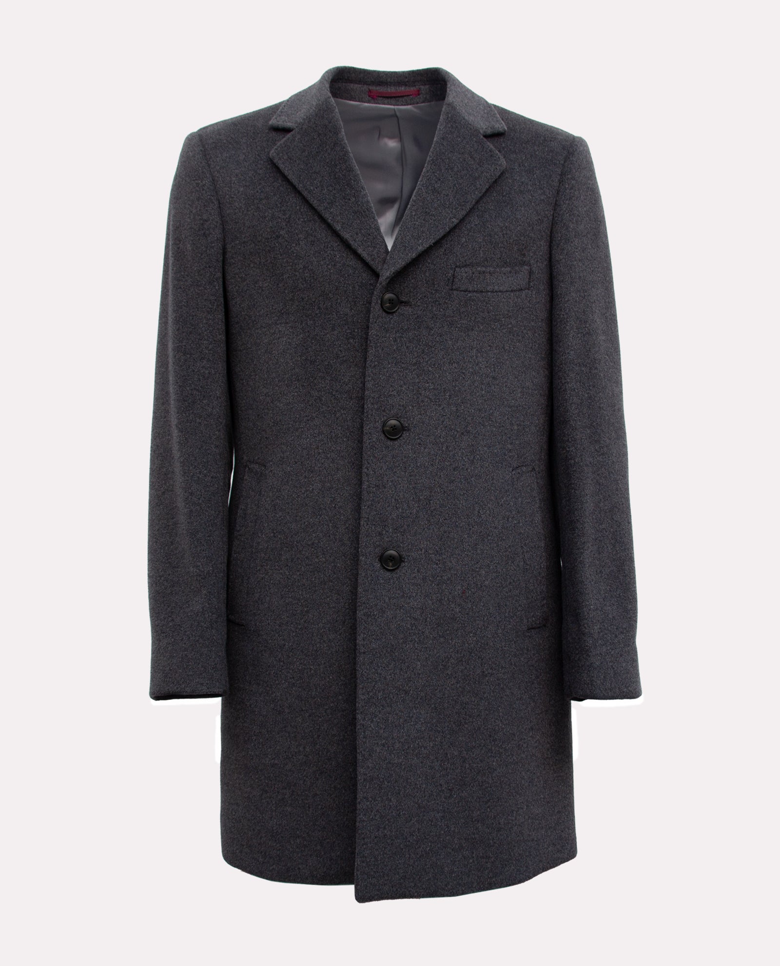 Men’s Heathered Charcoal Wool Overcoat