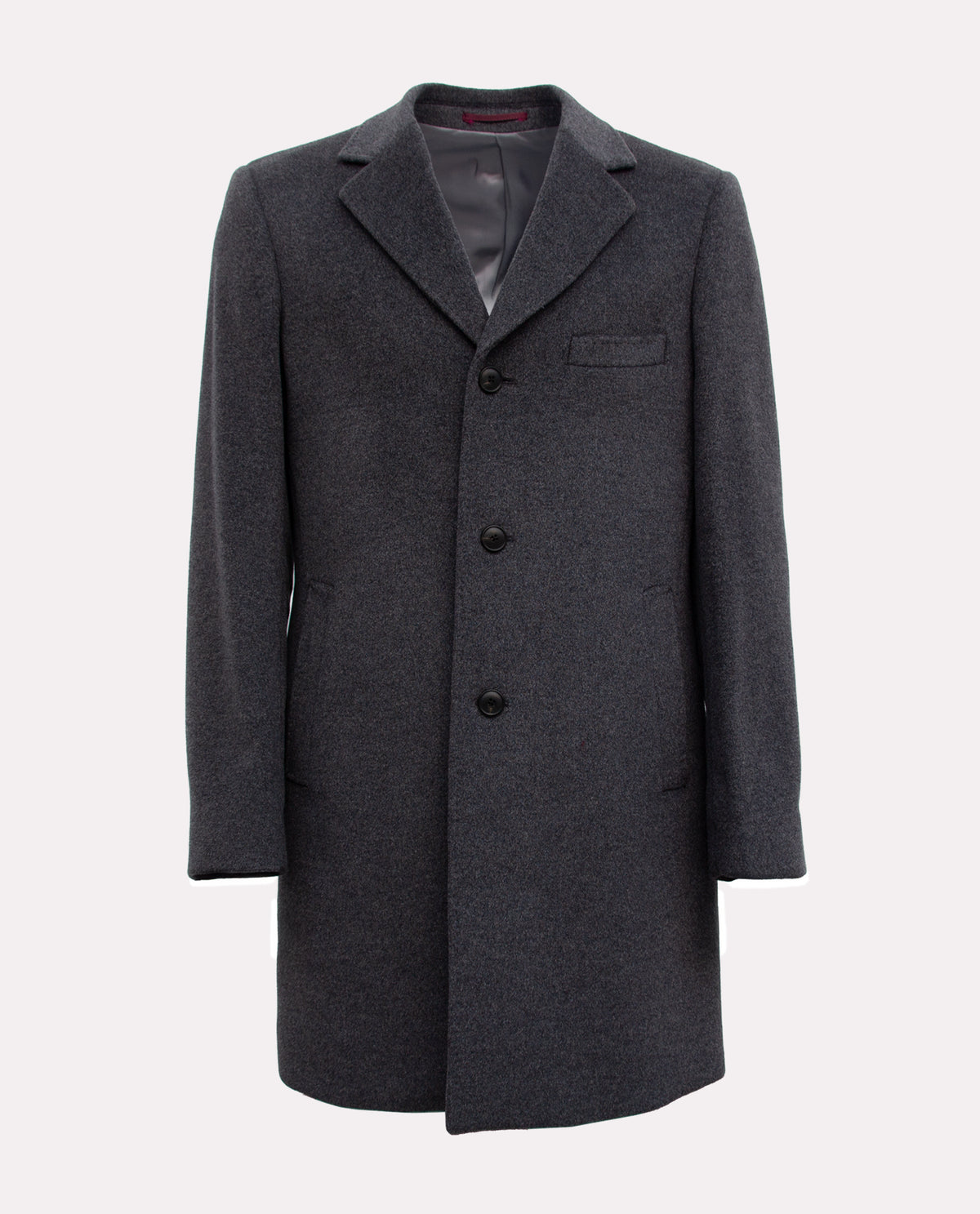 Men's Heathered Charcoal Wool Overcoat