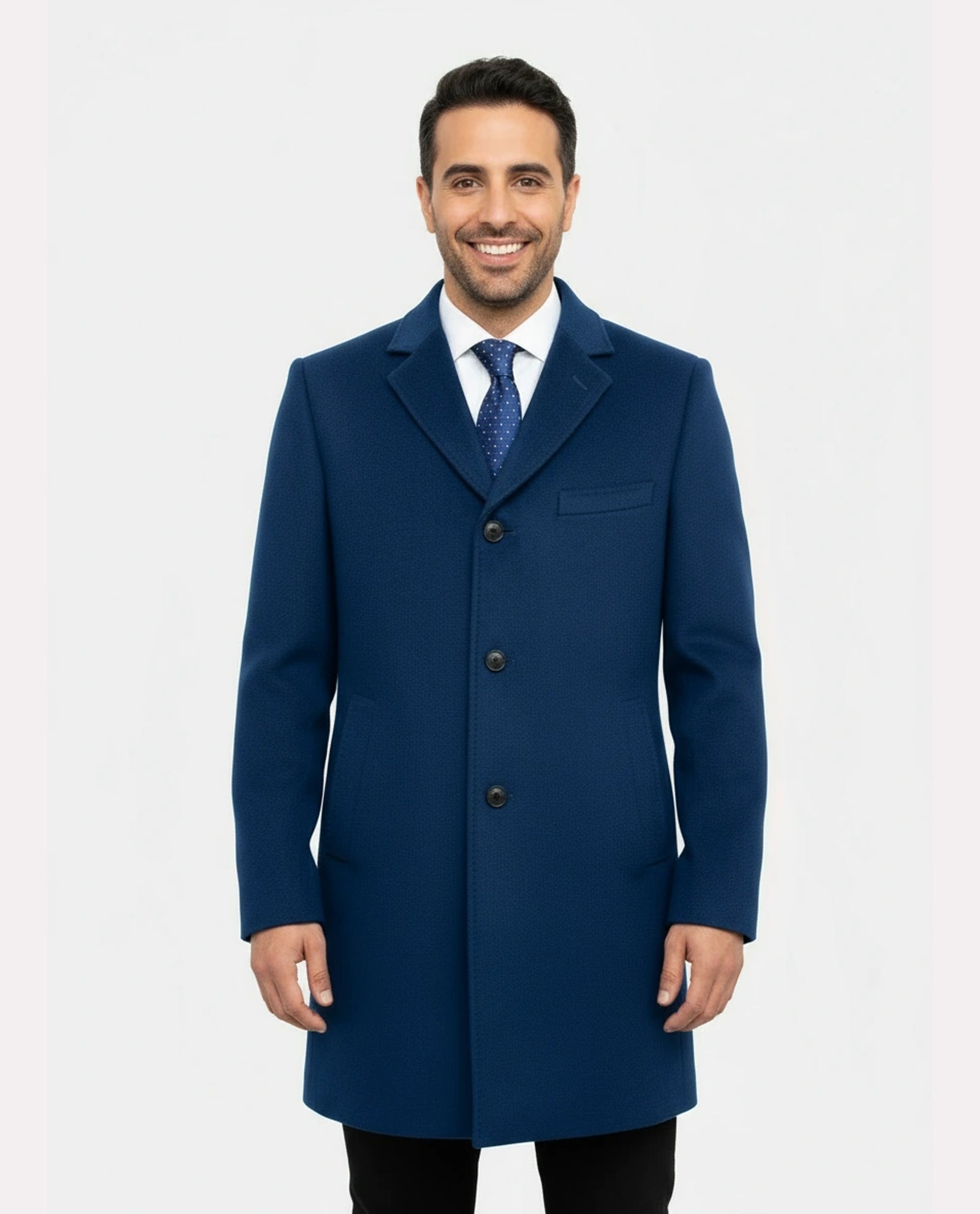Men’s Light Blue Wool Overcoat