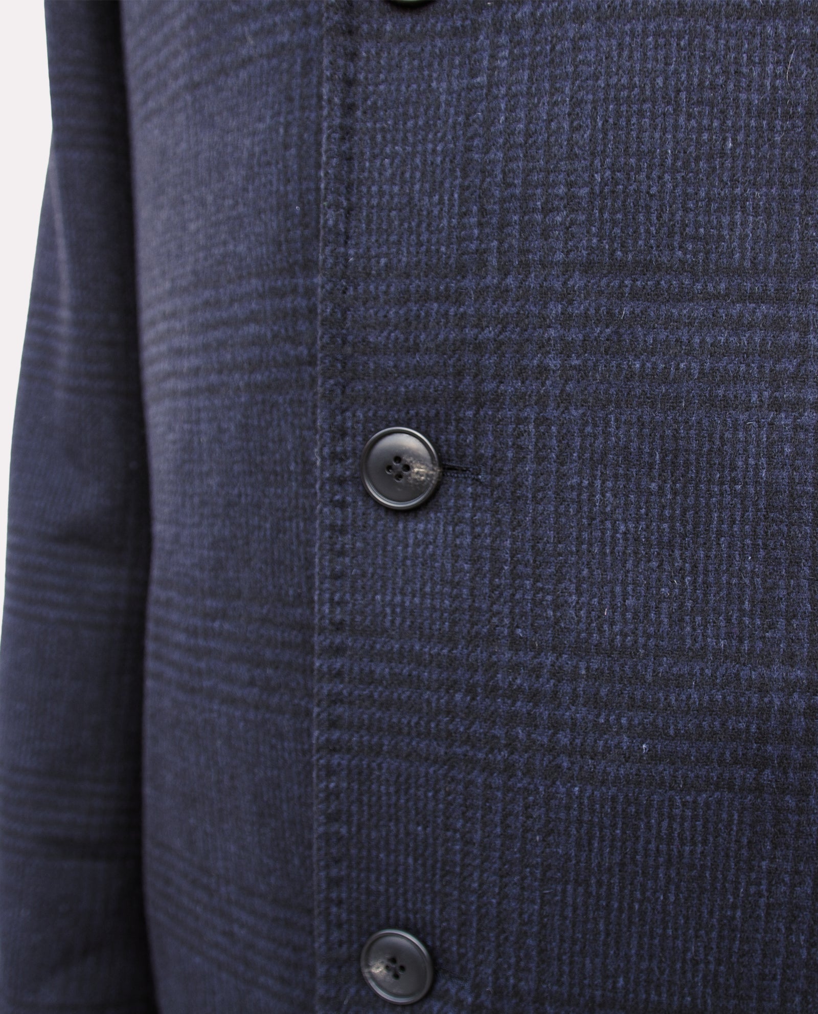 Men’s Navy Check Wool Overcoat