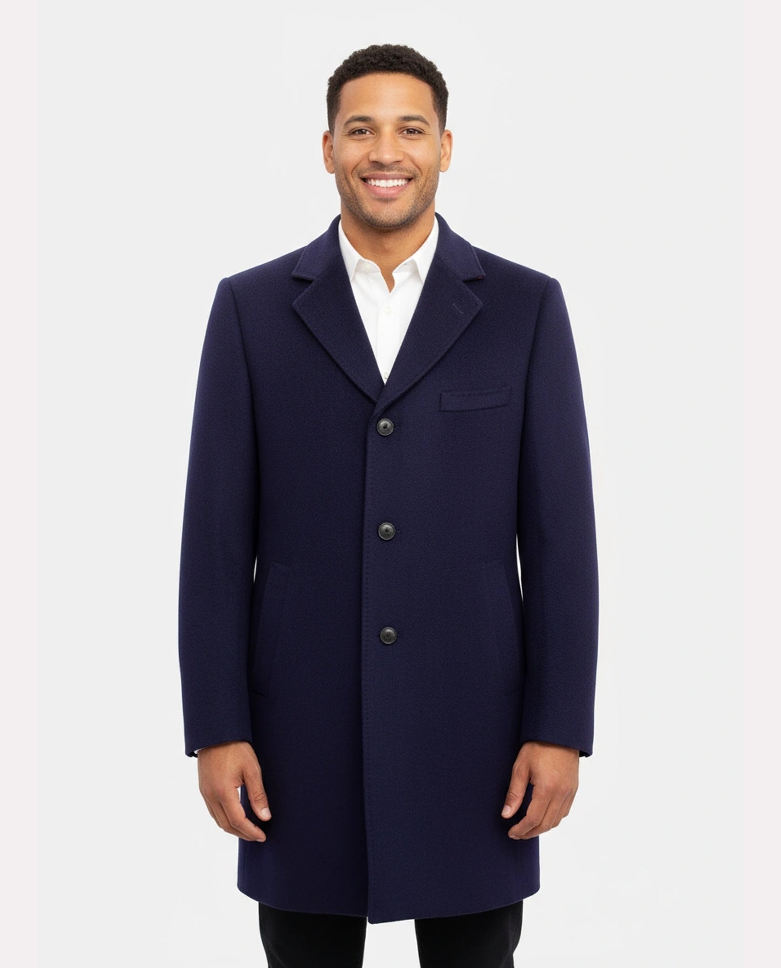 Men's Navy Wool Overcoat