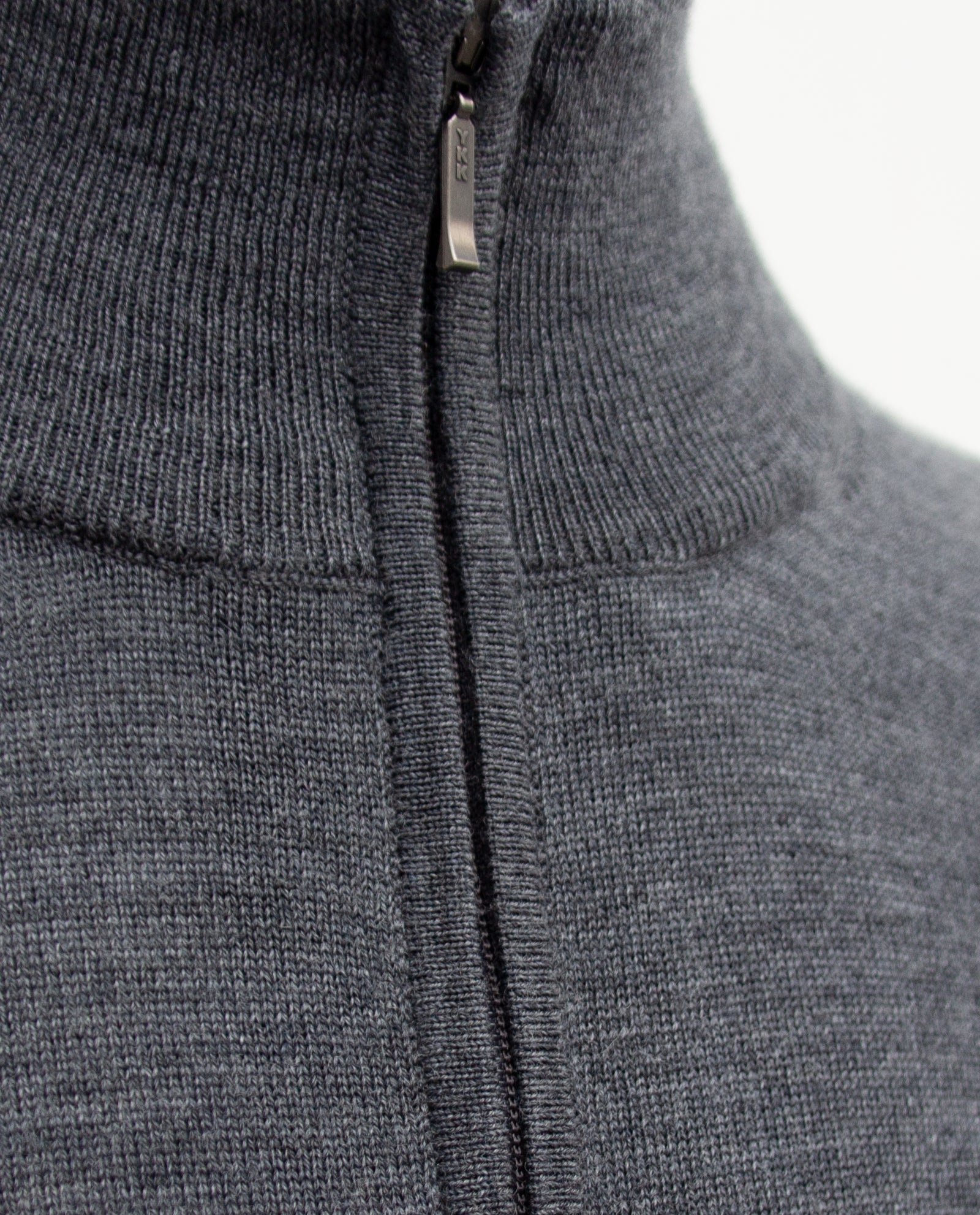 Men’s Extra-Fine Merino Wool Quarter-Zip Sweater — Charcoal Grey