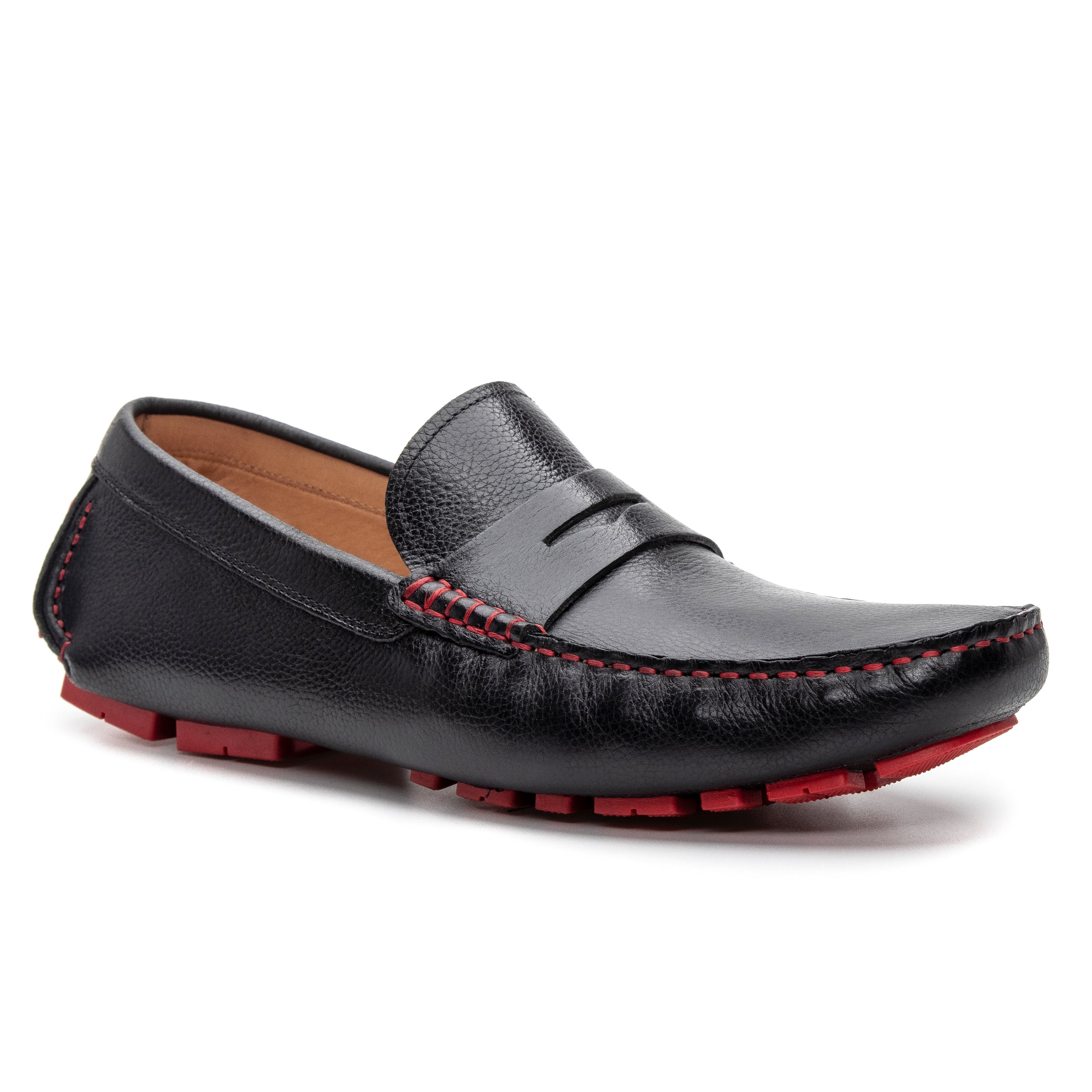 Charles Driver Shoe - Dark Brown/Red