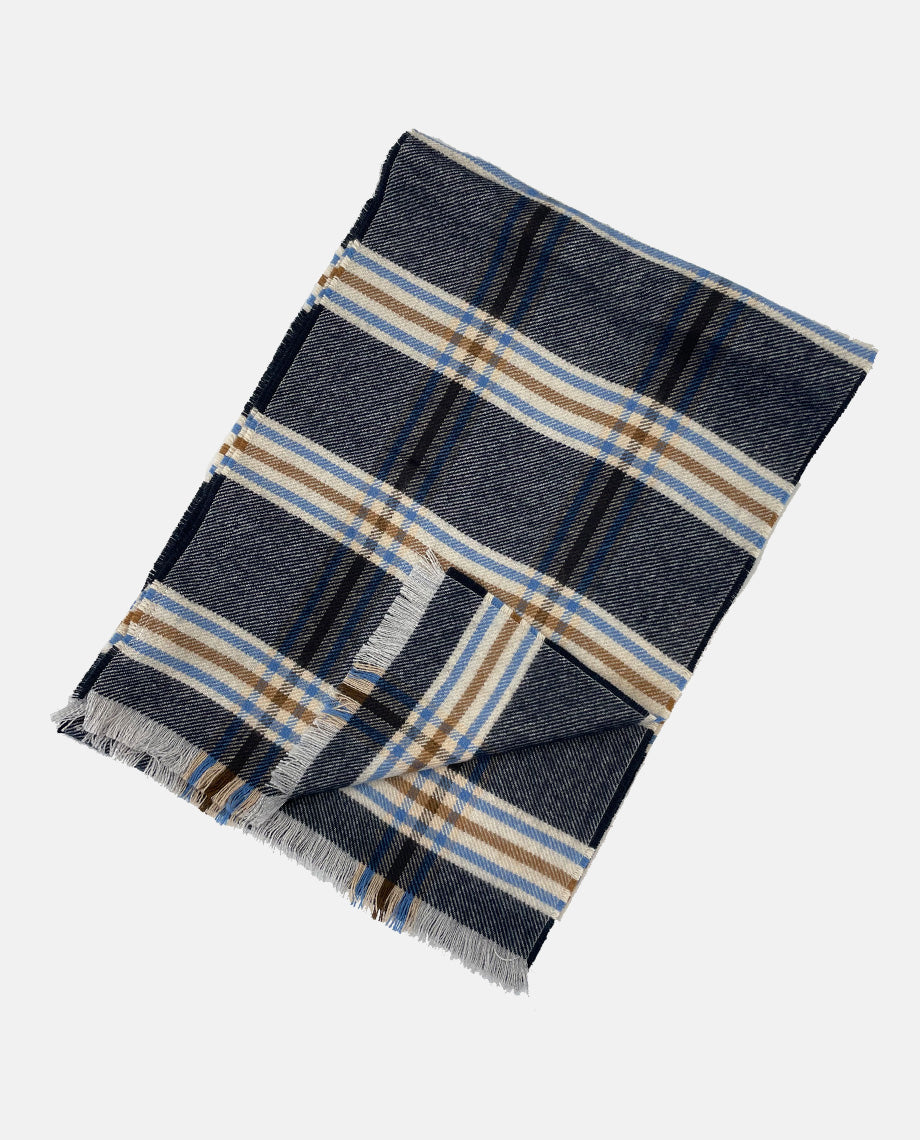 Navy Check Scarf