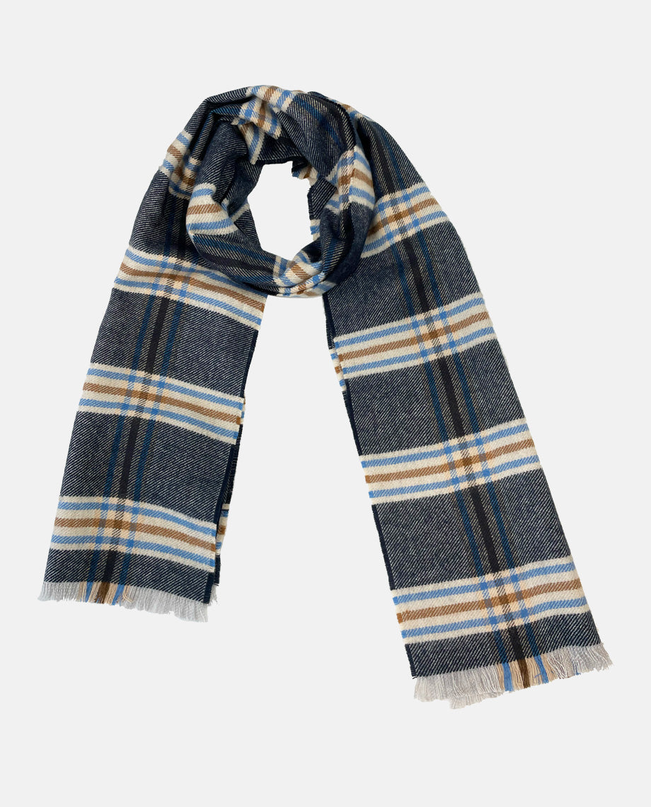 Navy Check Scarf