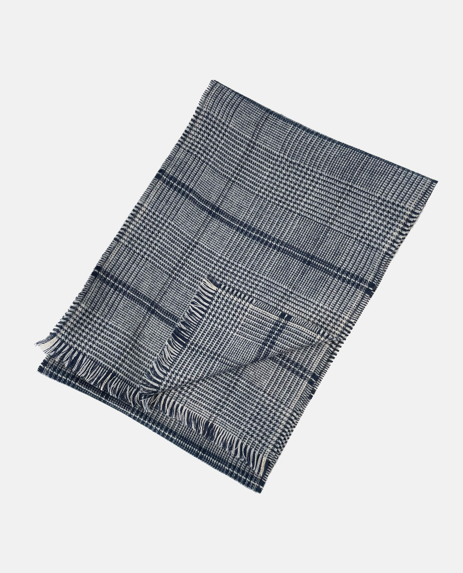 Navy Check Scarf