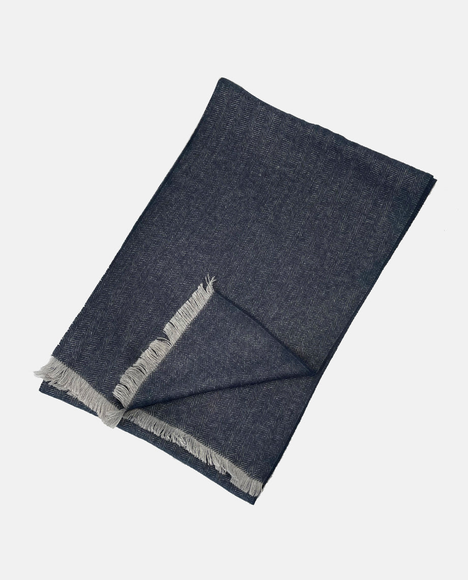 Navy Herringbone Scarf