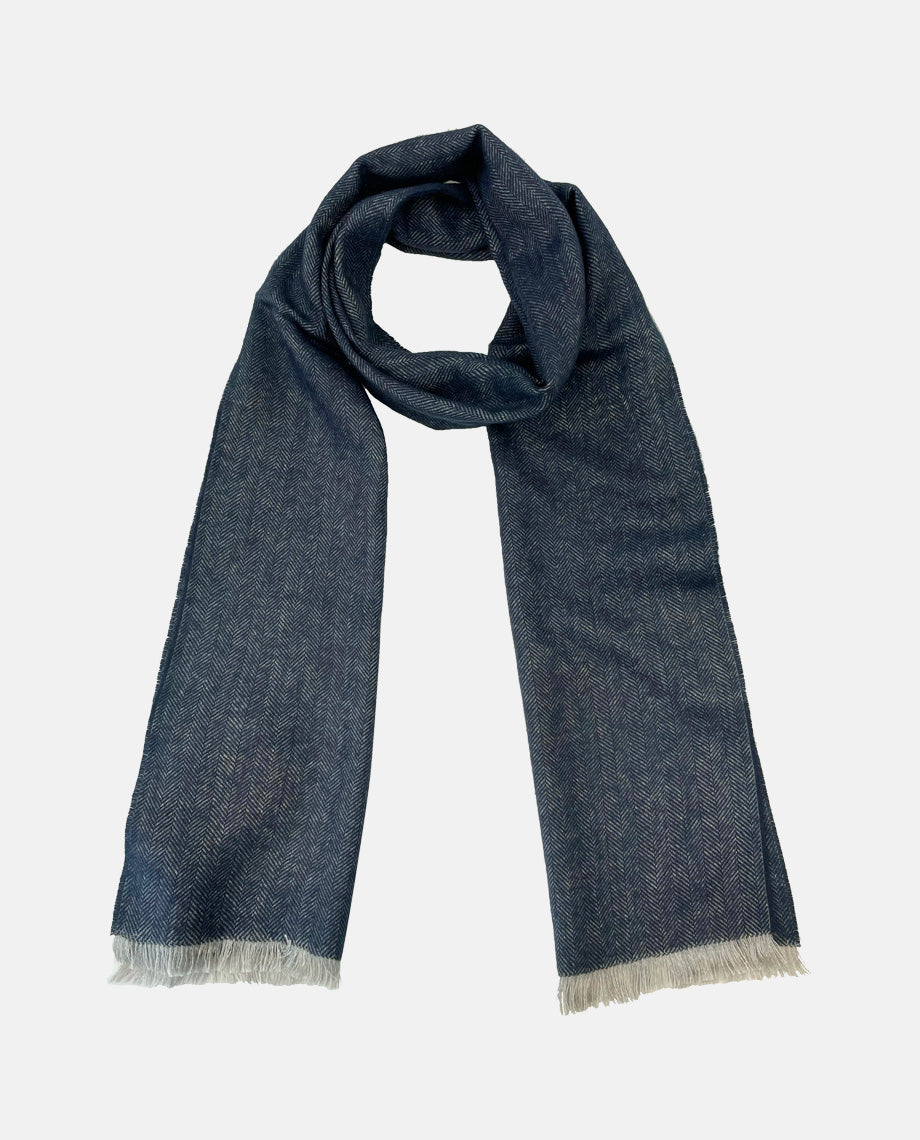 Navy Herringbone Scarf