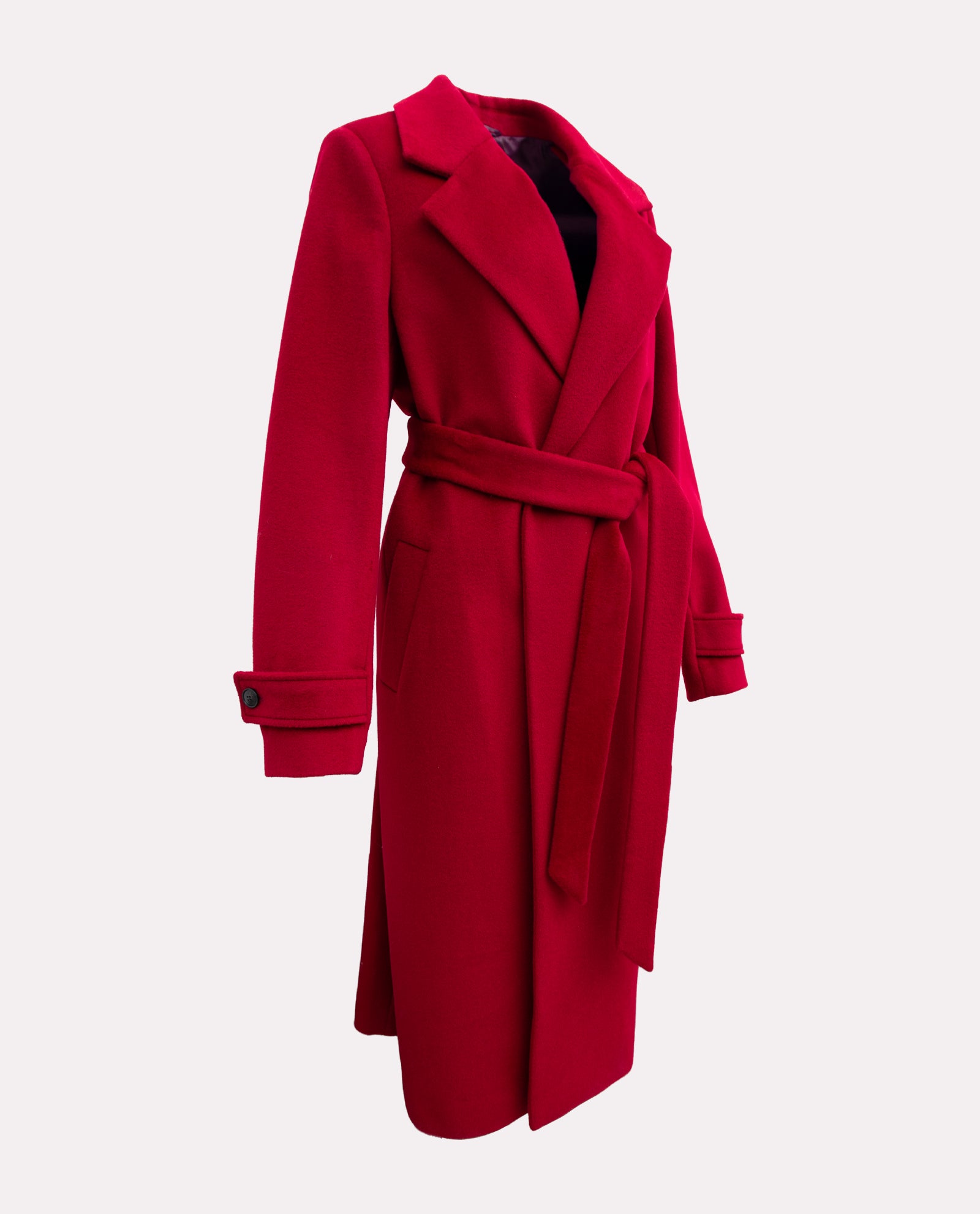 Women's Crimson Wool Wrap Overcoat