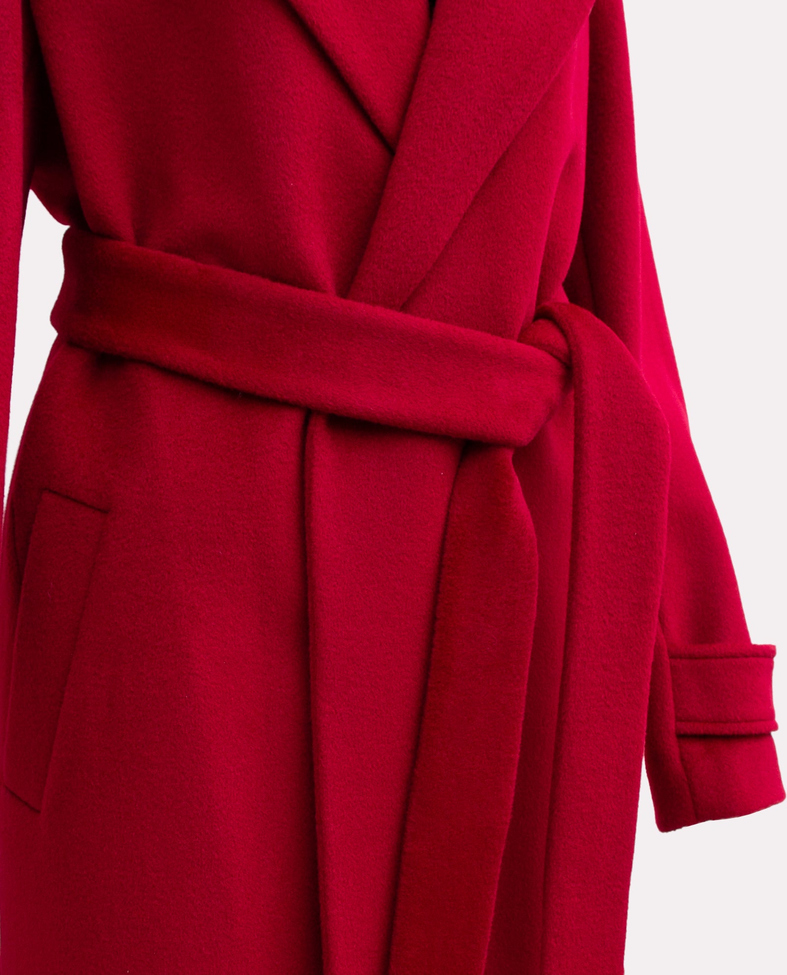 Women's Crimson Wool Wrap Overcoat