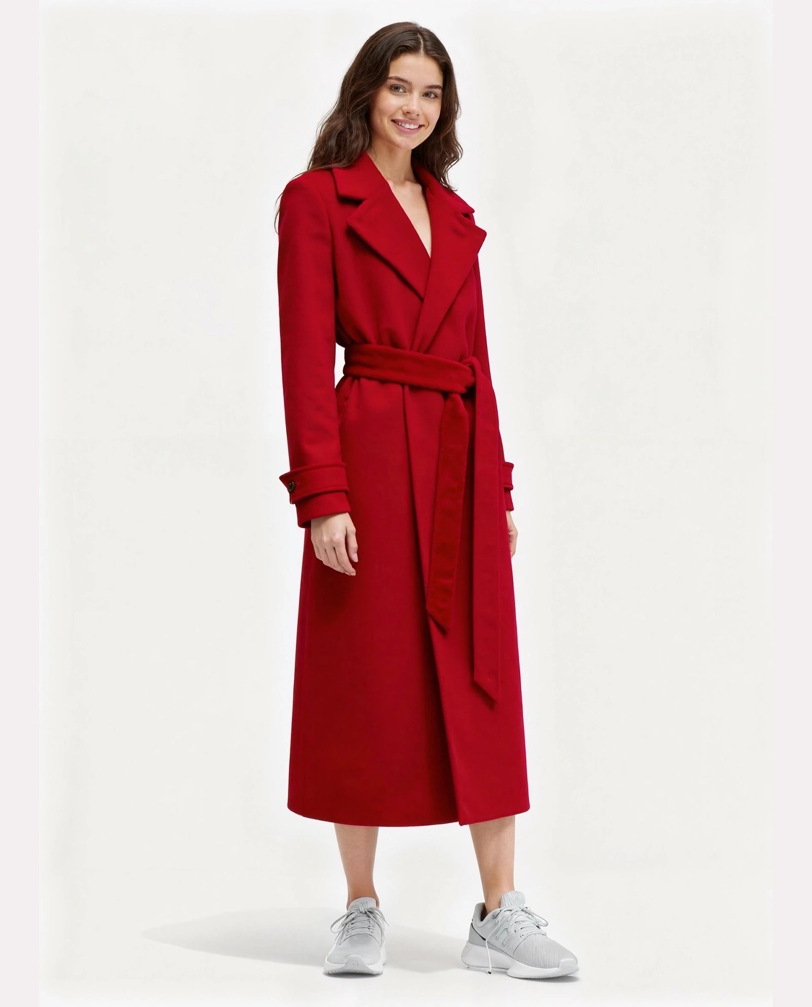 Women's Crimson Wool Wrap Overcoat