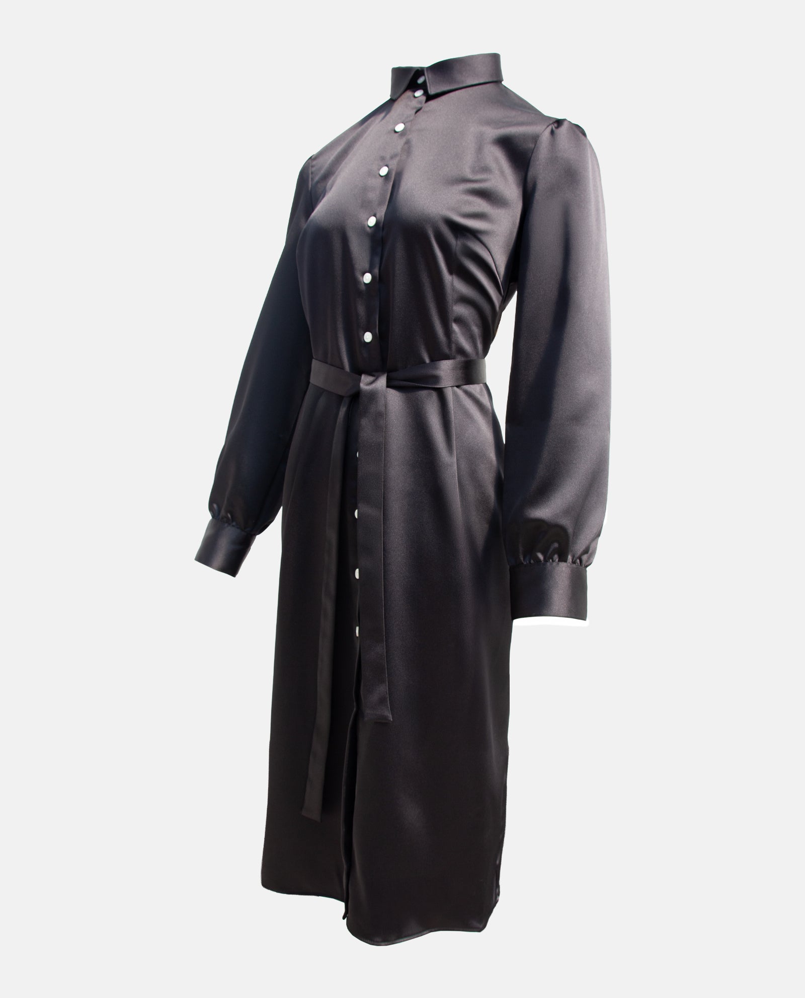 Black Sateen Midi Dress